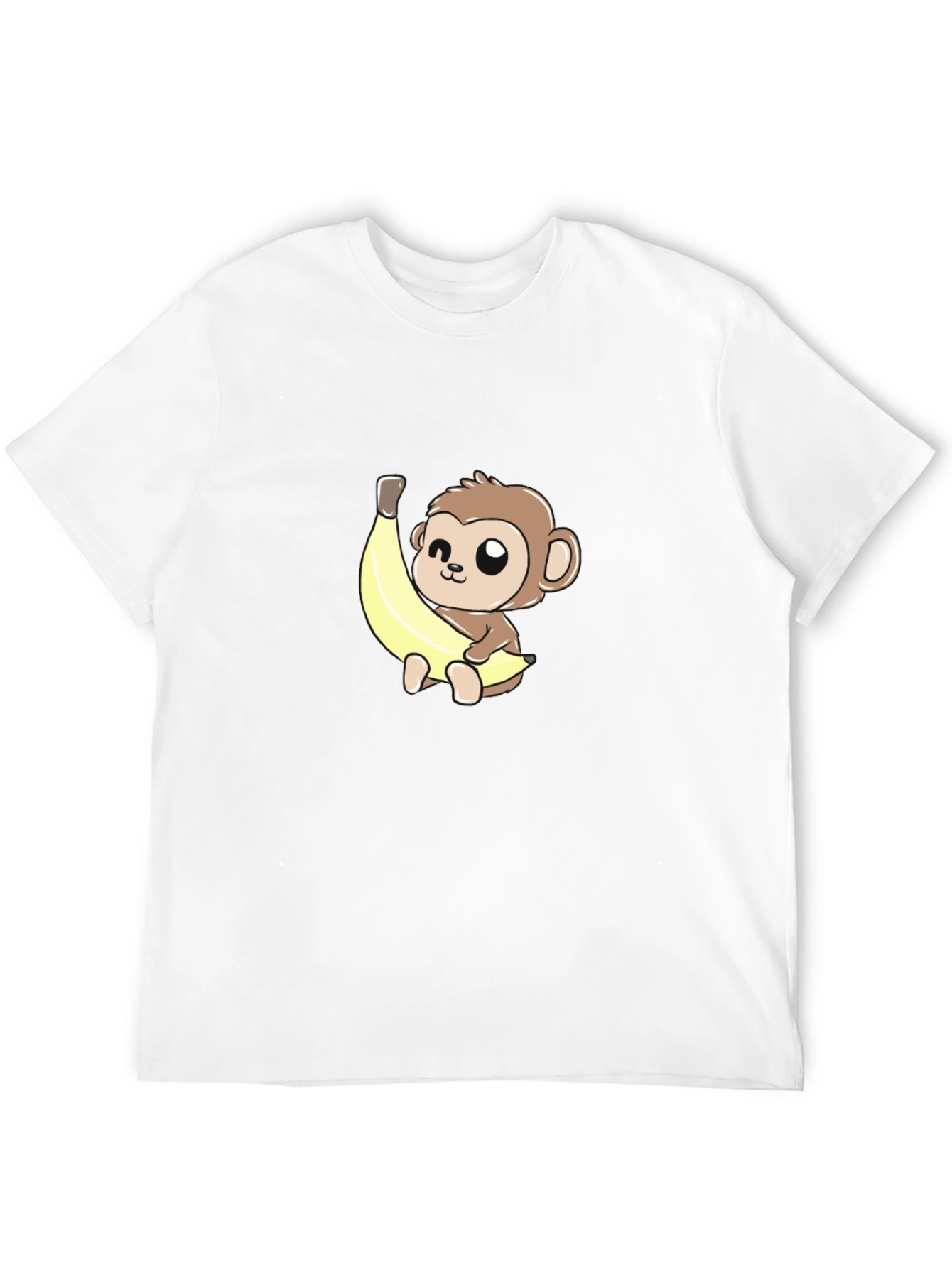 Cute Monkey Banana Graphic Tee - Unisex Black T-Shirt