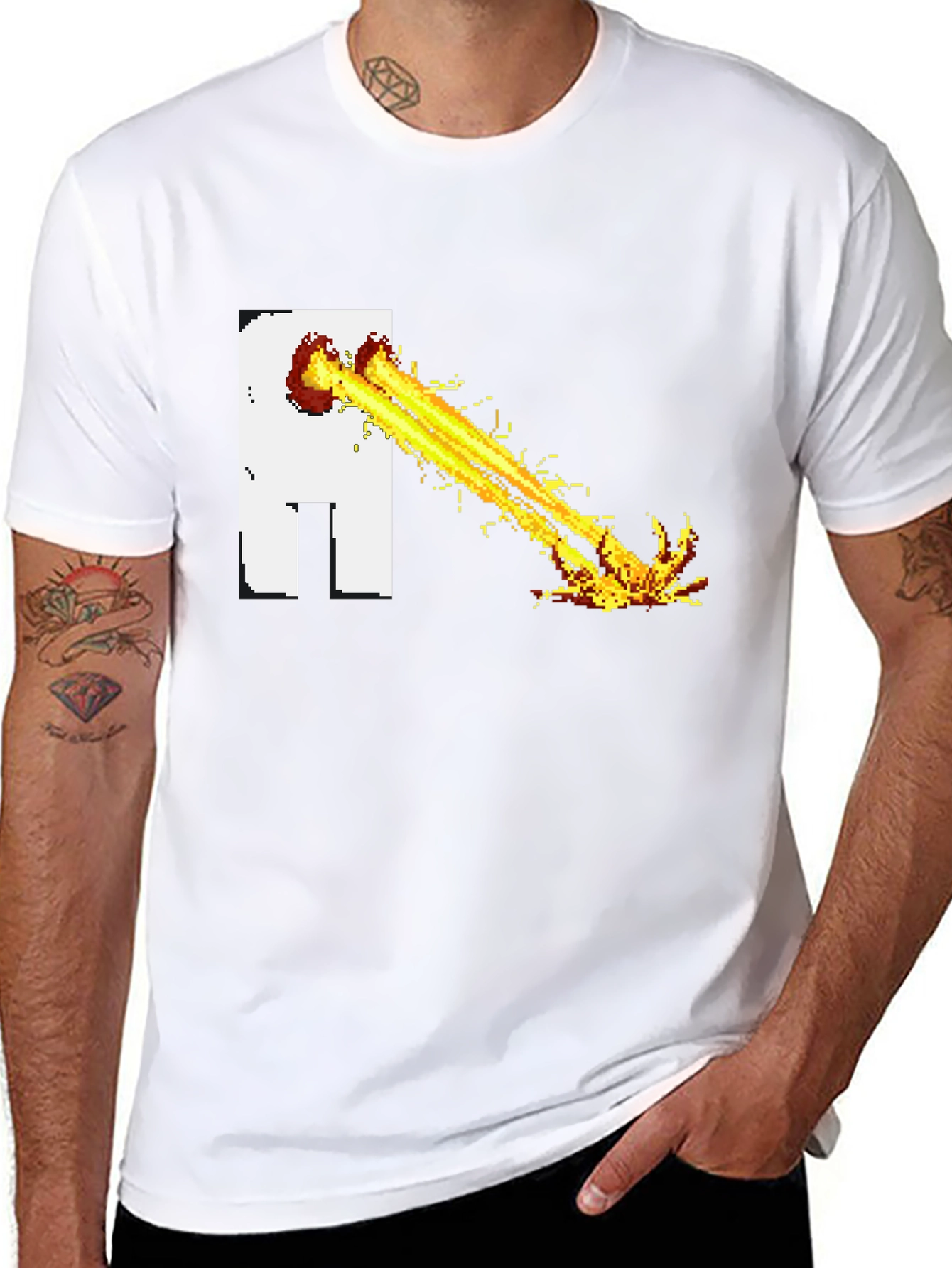 Pixel Art Beam T-Shirt - Black