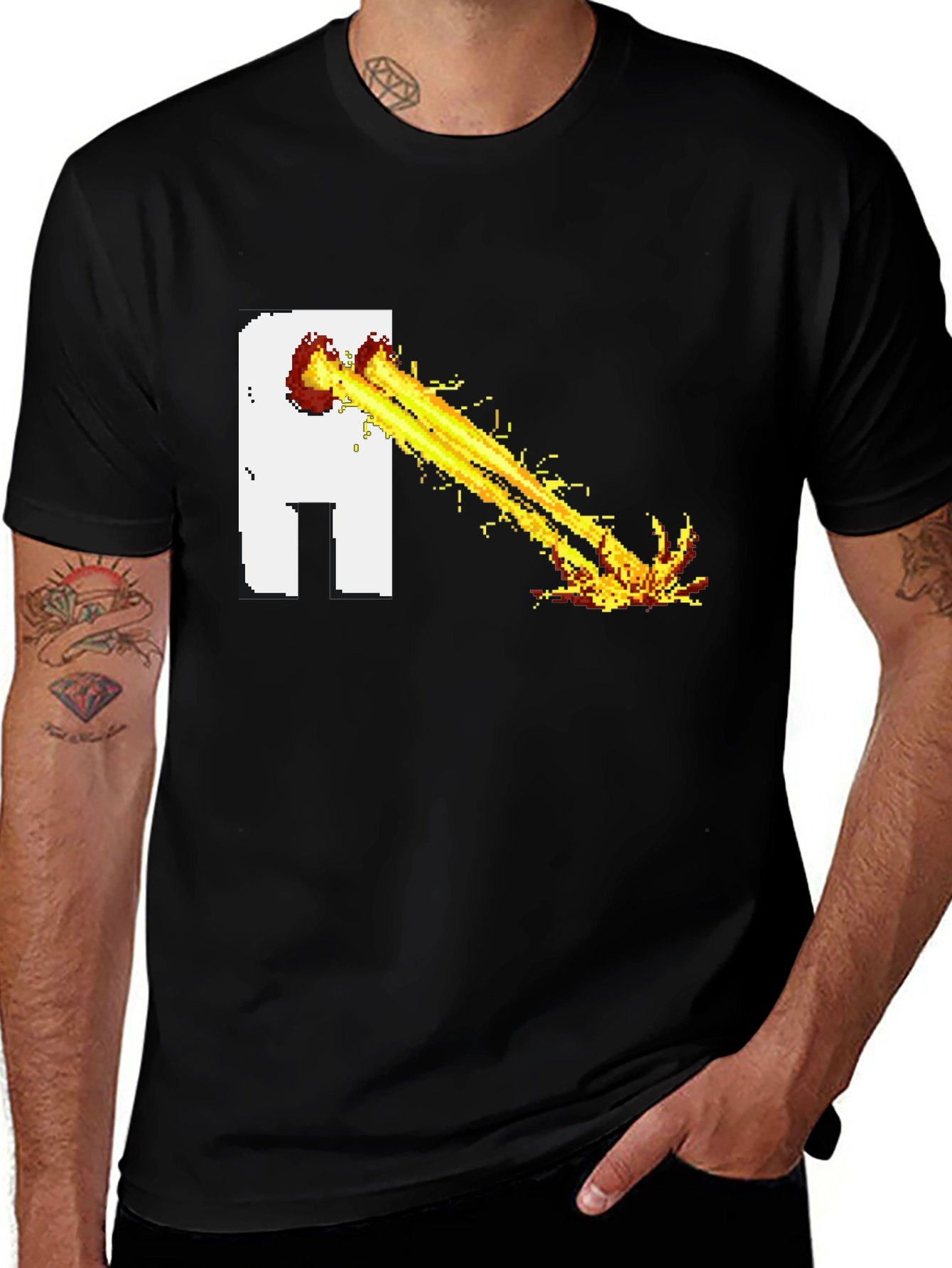 Pixel Art Beam T-Shirt - Black