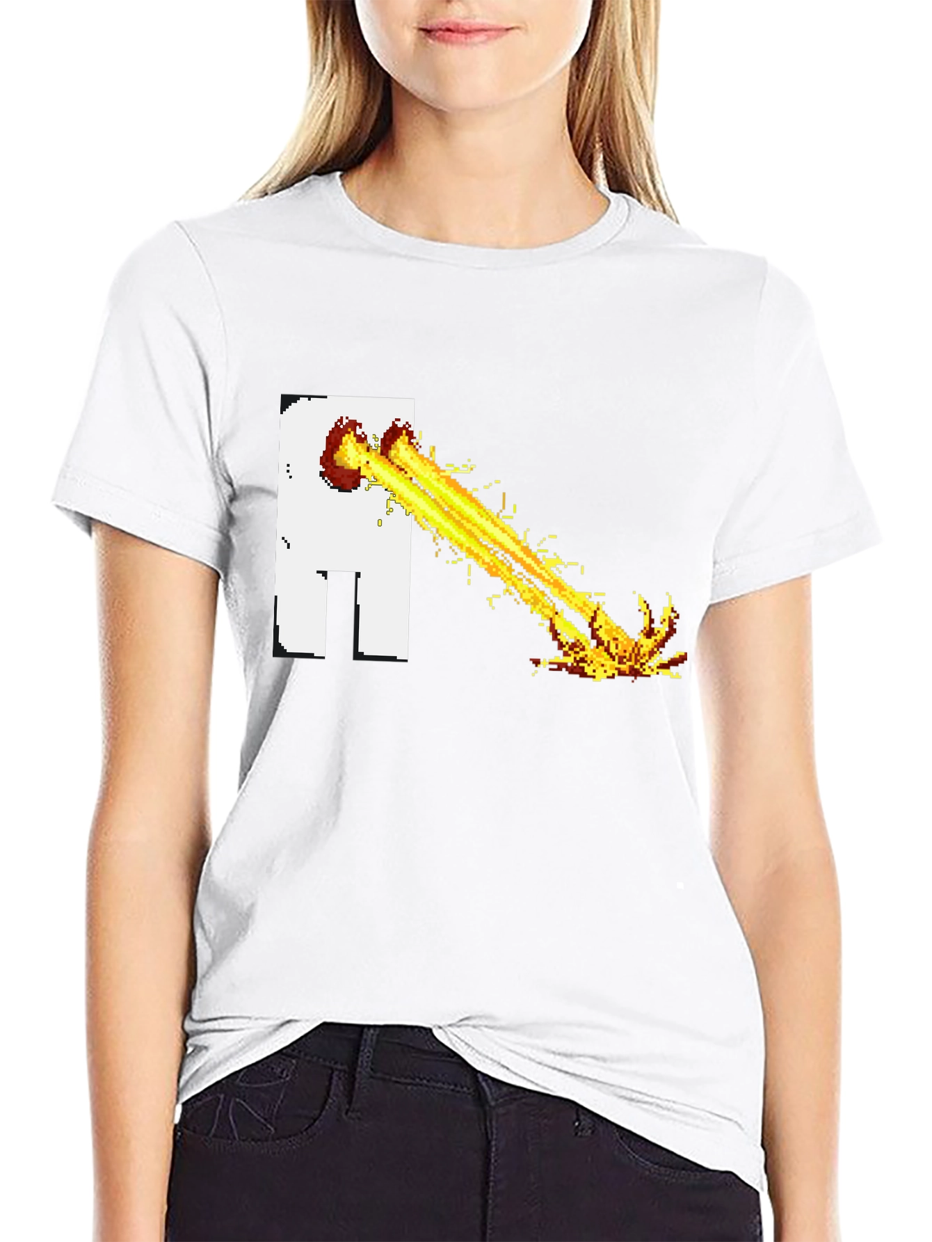 Pixel Art Beam T-Shirt - Black