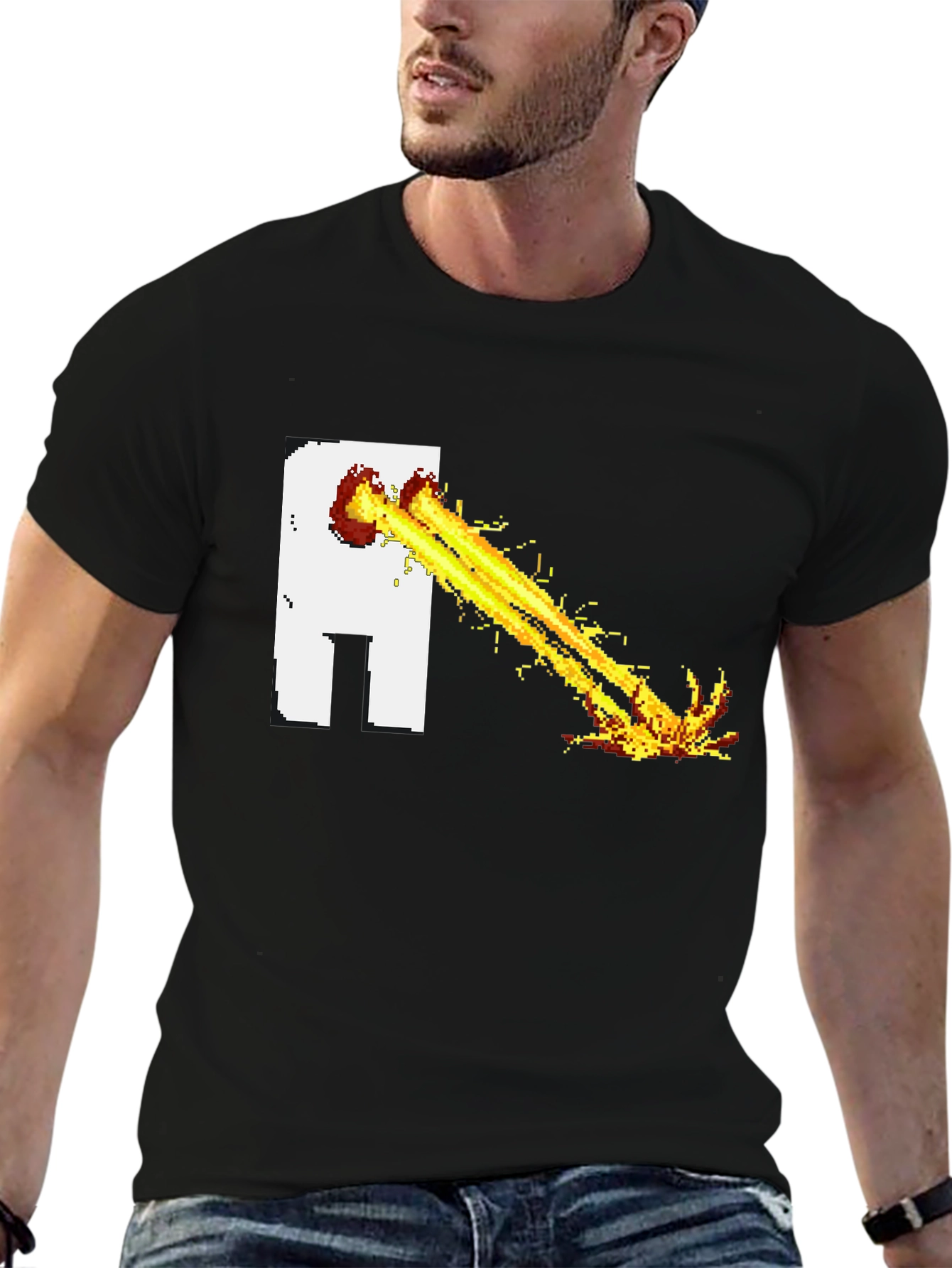 Pixel Art Beam T-Shirt - Black