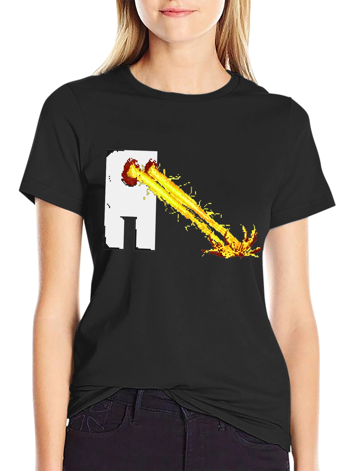 Pixel Art Beam T-Shirt - Black