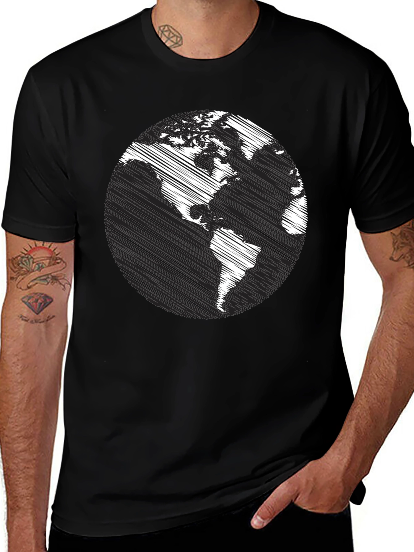 Earth Sketch Graphic Tee - Black