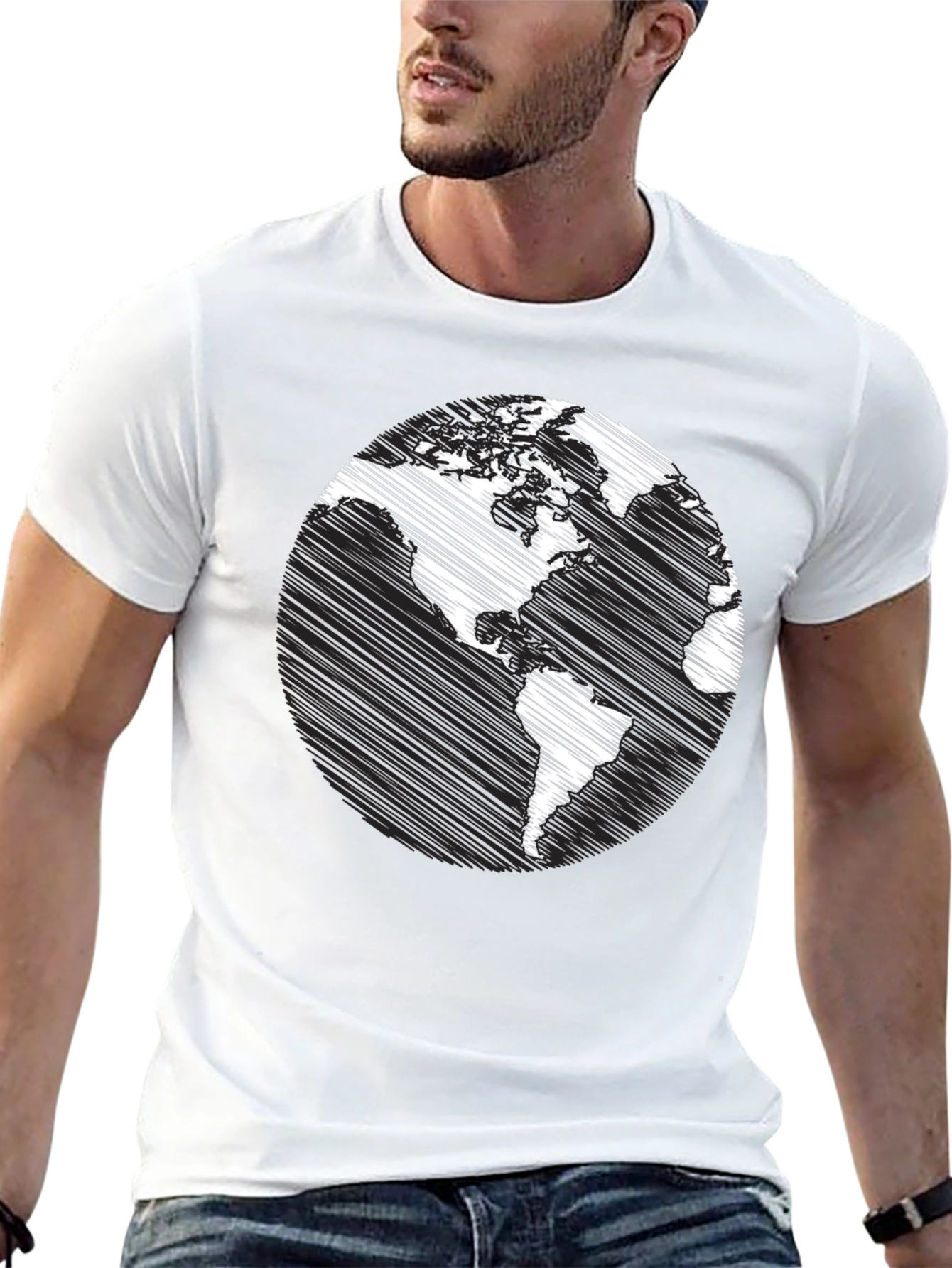 Earth Sketch Graphic Tee - Black