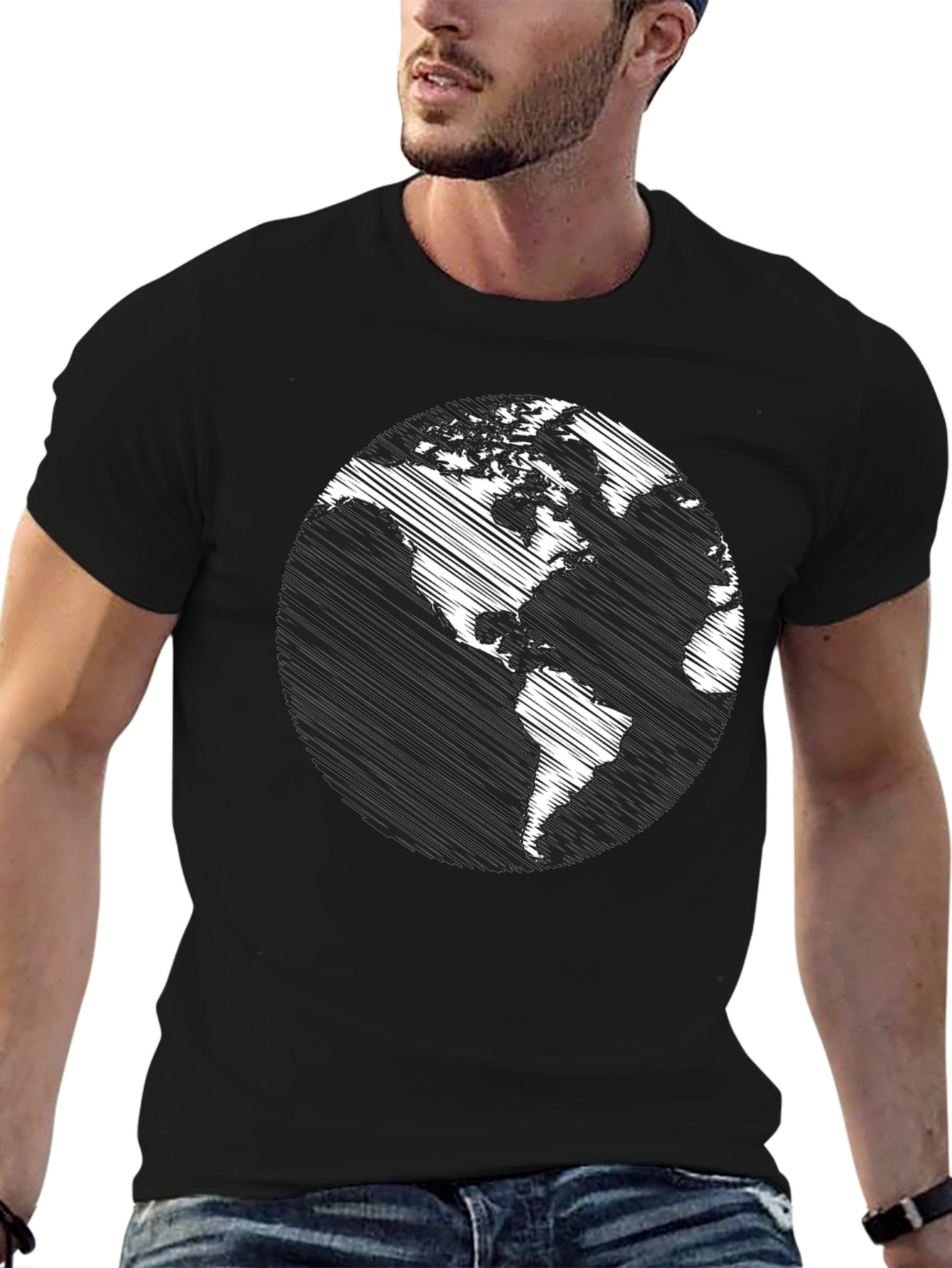 Earth Sketch Graphic Tee - Black