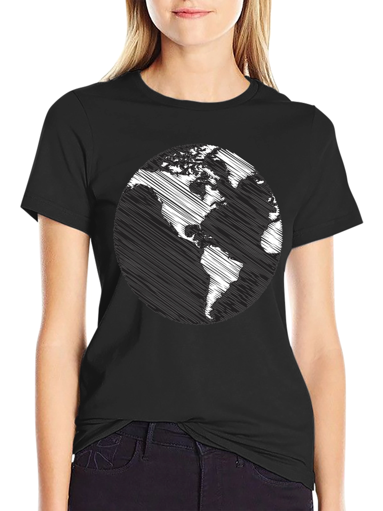 Earth Sketch Graphic Tee - Black