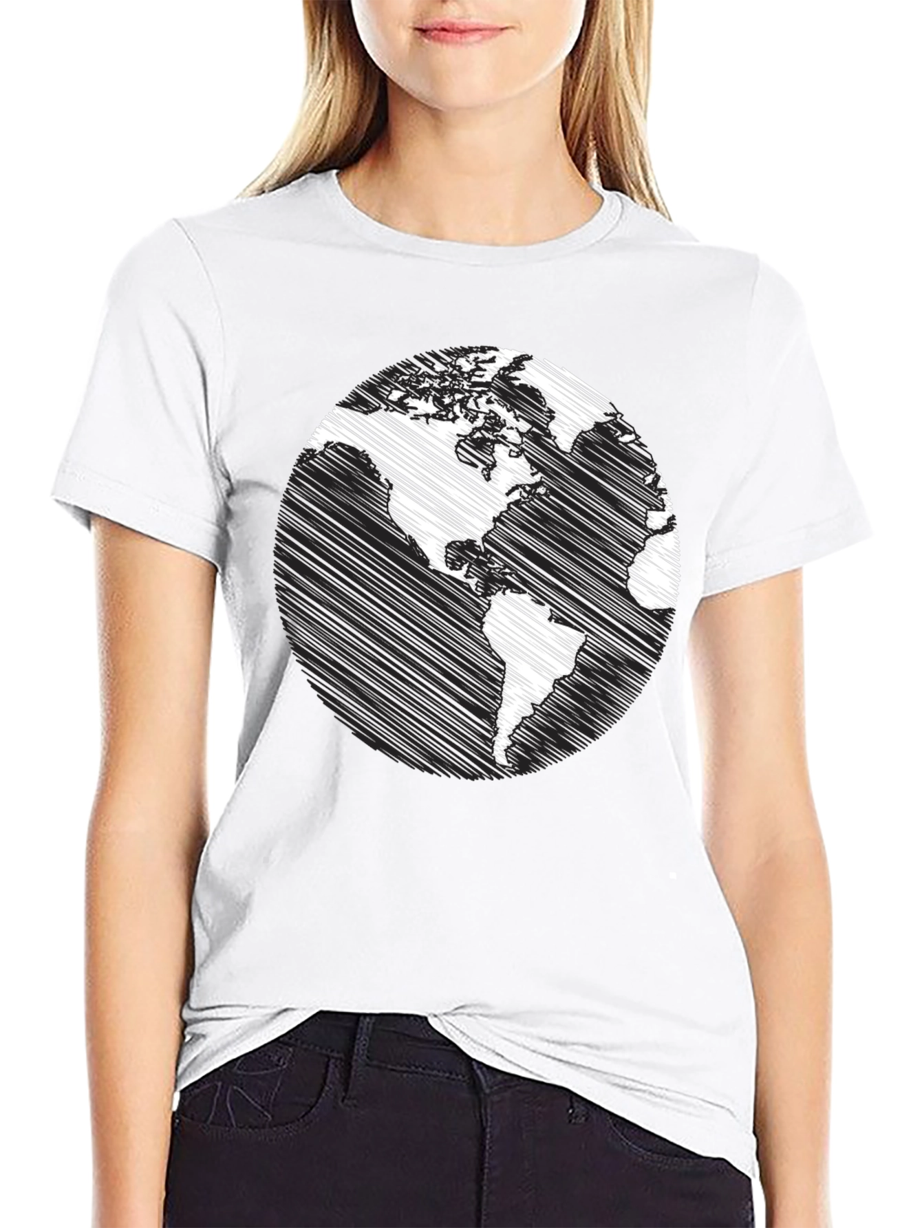 Earth Sketch Graphic Tee - Black