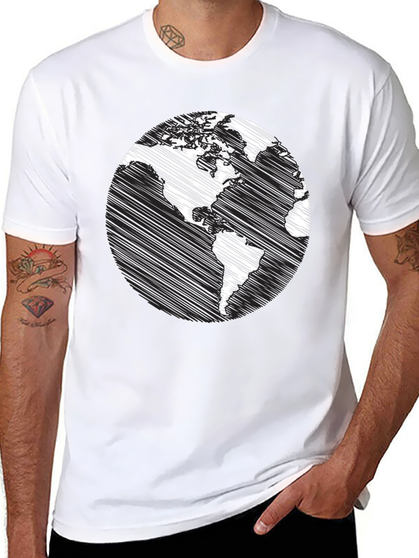 Earth Sketch Graphic Tee - Black