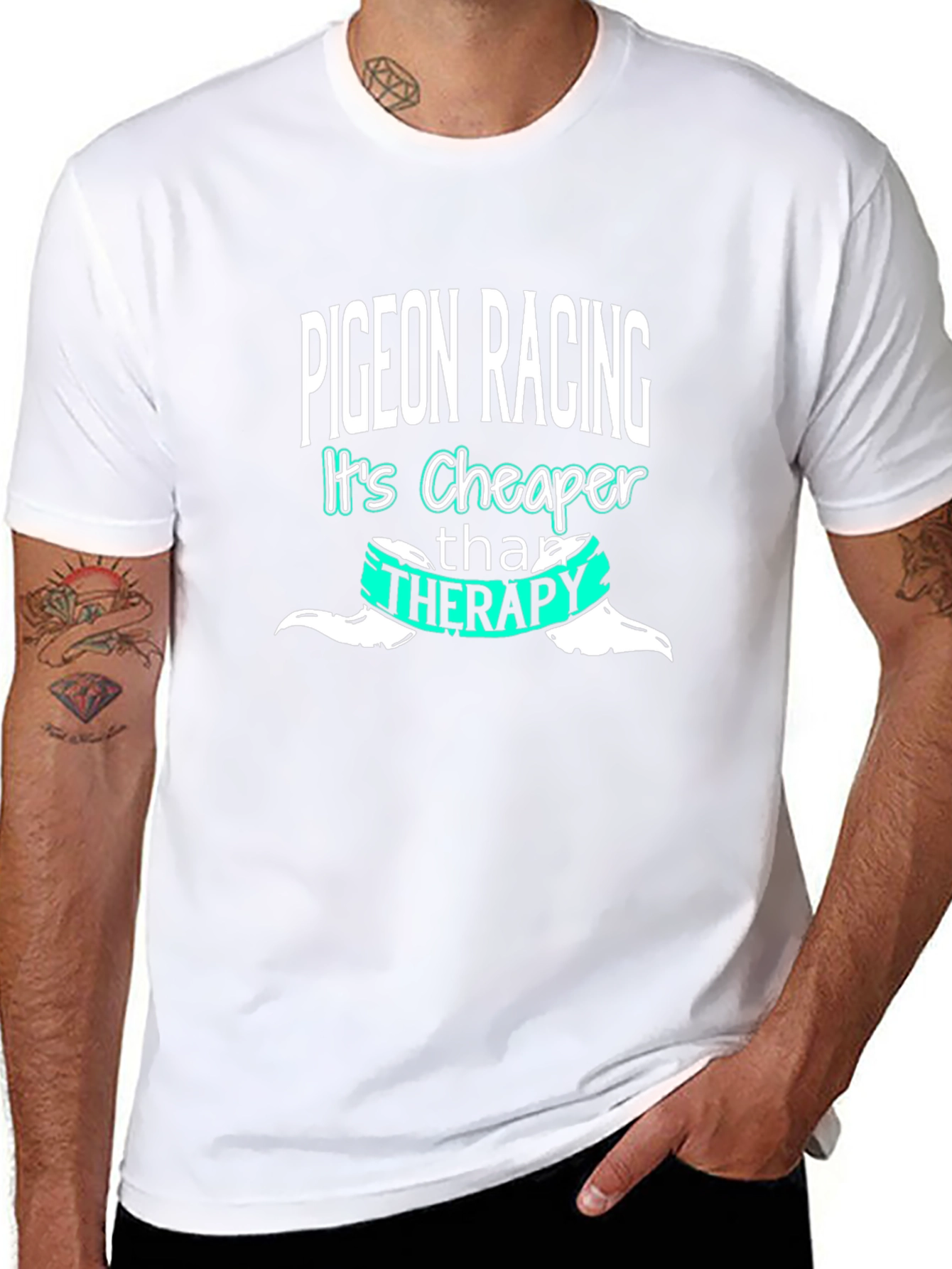 Pigeon Racing Cheaper Than Therapy Graphic T-Shirt