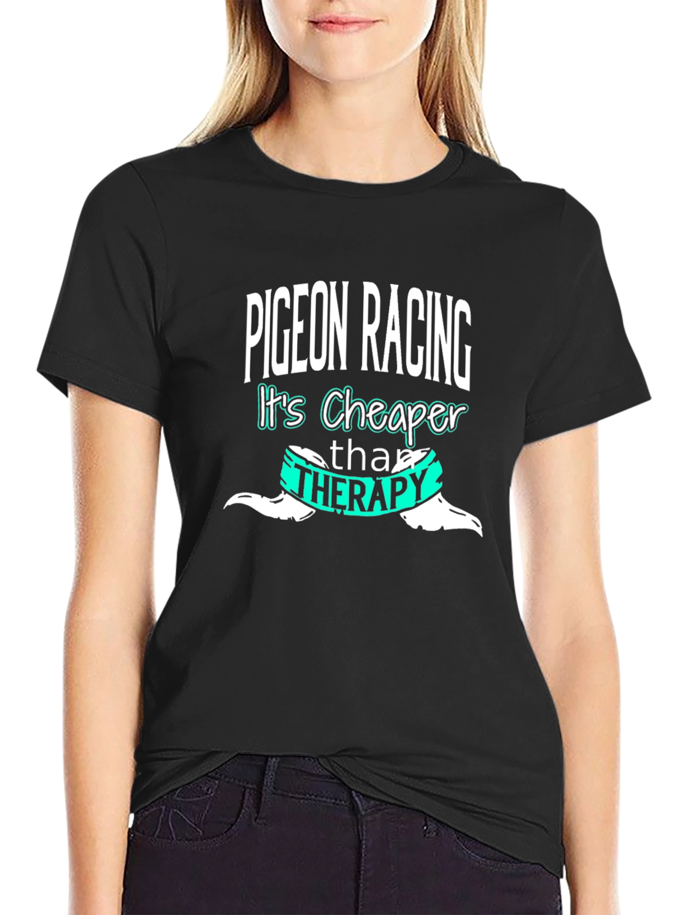 Pigeon Racing Cheaper Than Therapy Graphic T-Shirt