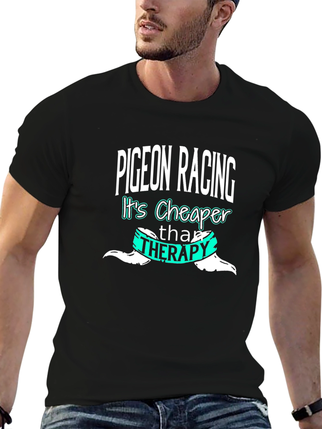 Pigeon Racing Cheaper Than Therapy Graphic T-Shirt