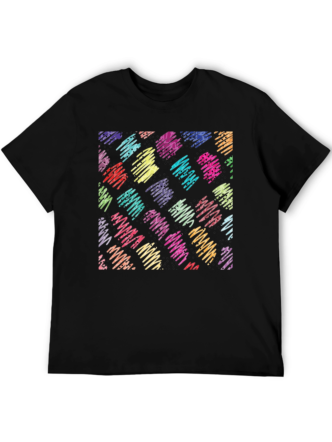 Abstract Scribble Pattern Black T-Shirt