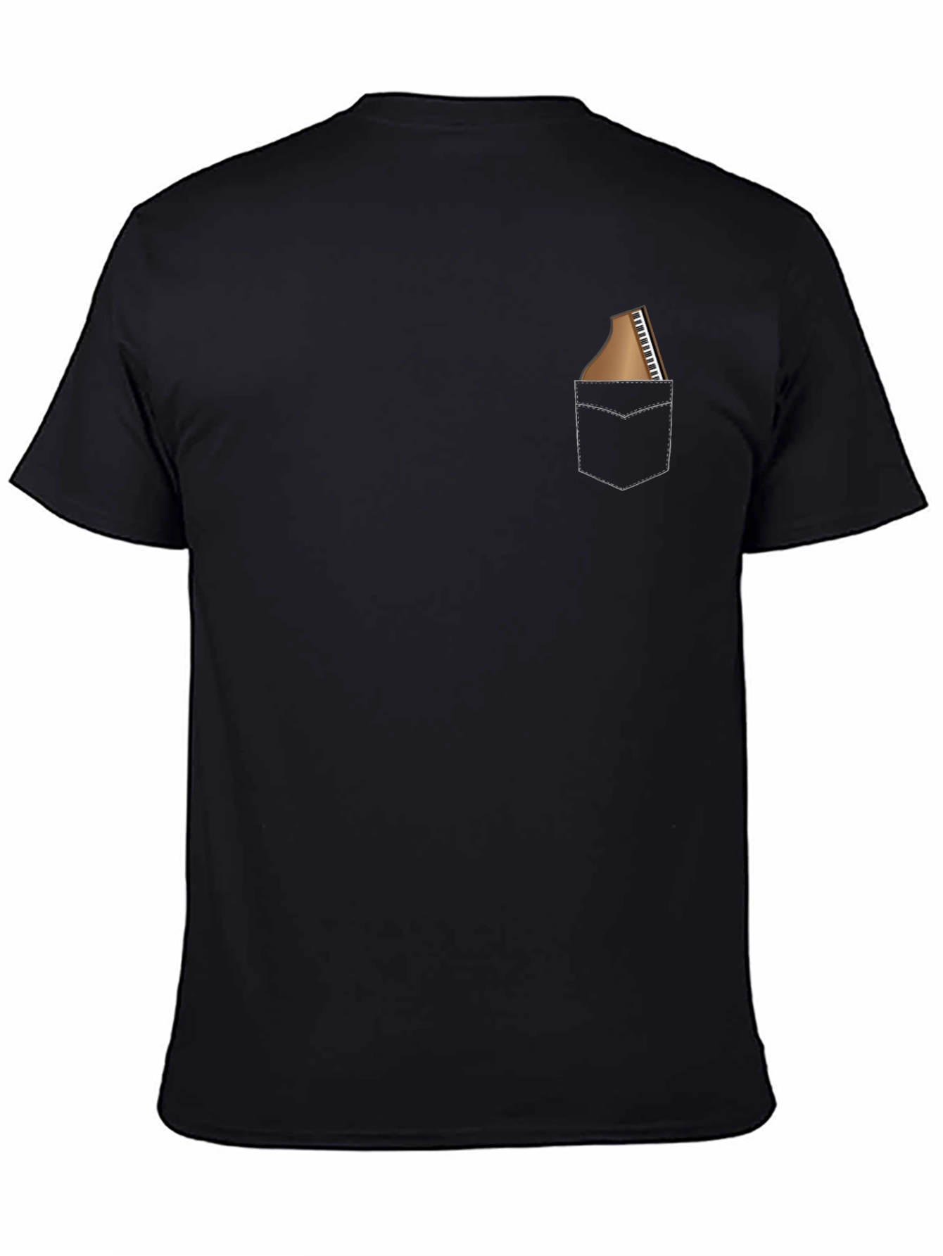 Piano Pocket Print Black T-Shirt