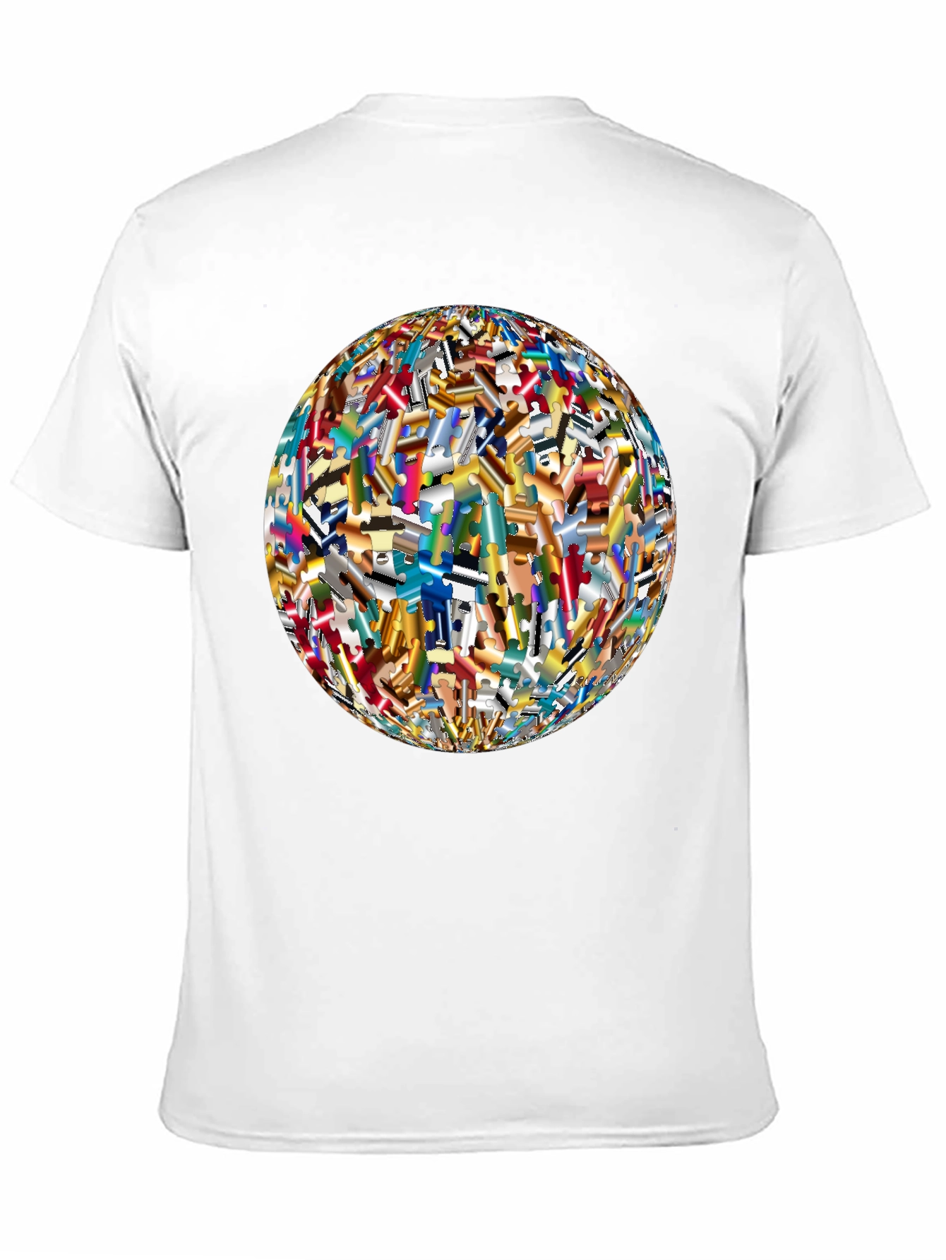Puzzle Piece World Graphic Black T-Shirt