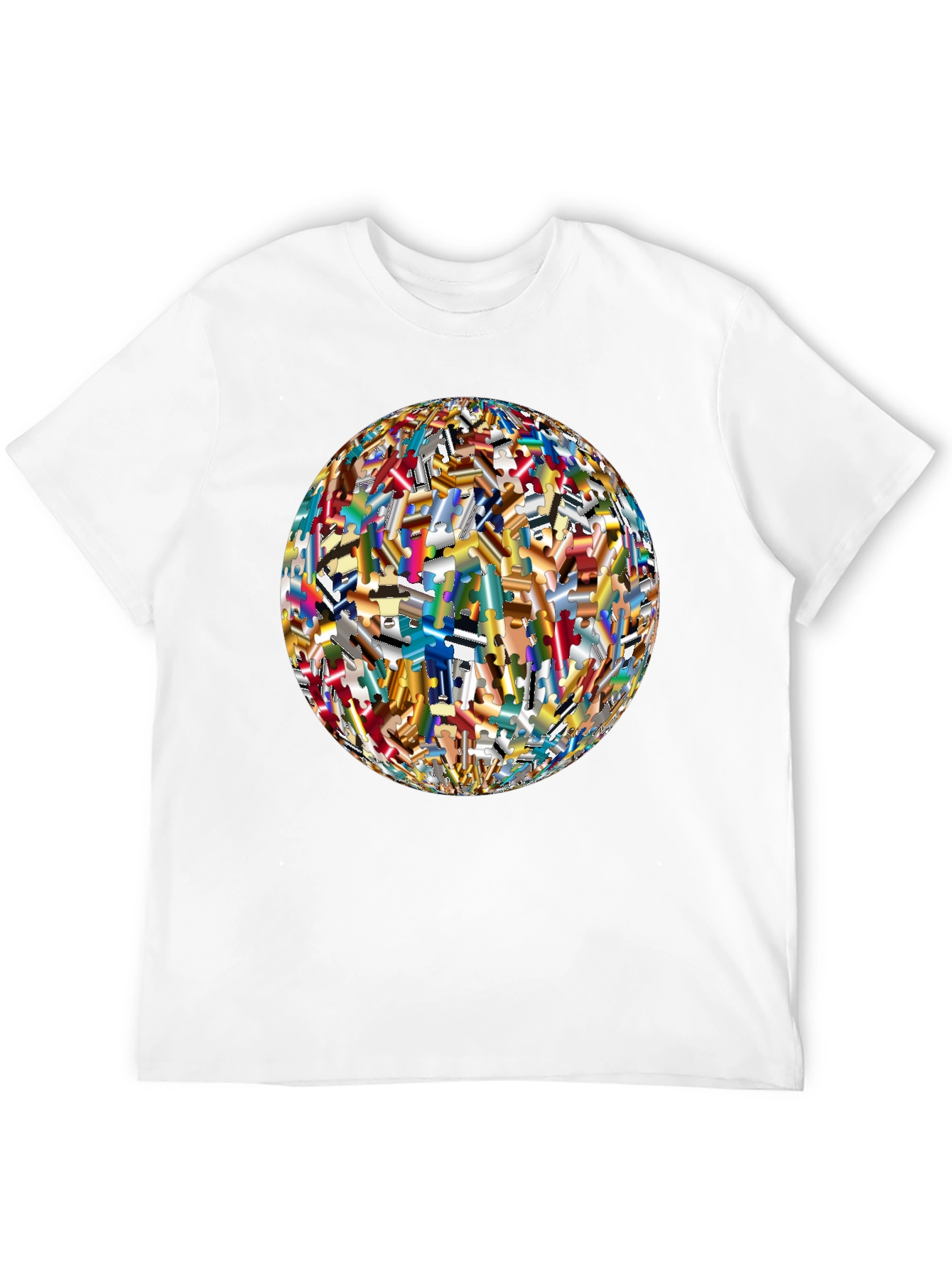 Puzzle Piece World Graphic Black T-Shirt