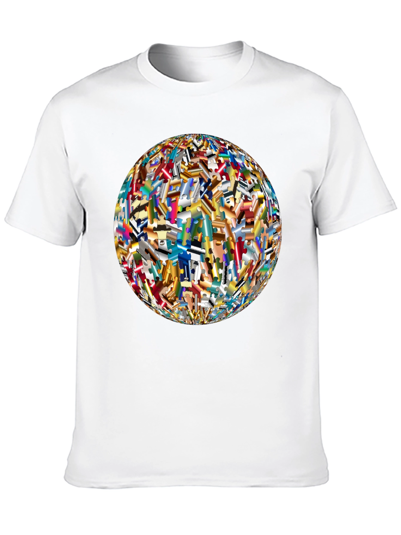 Puzzle Piece World Graphic Black T-Shirt