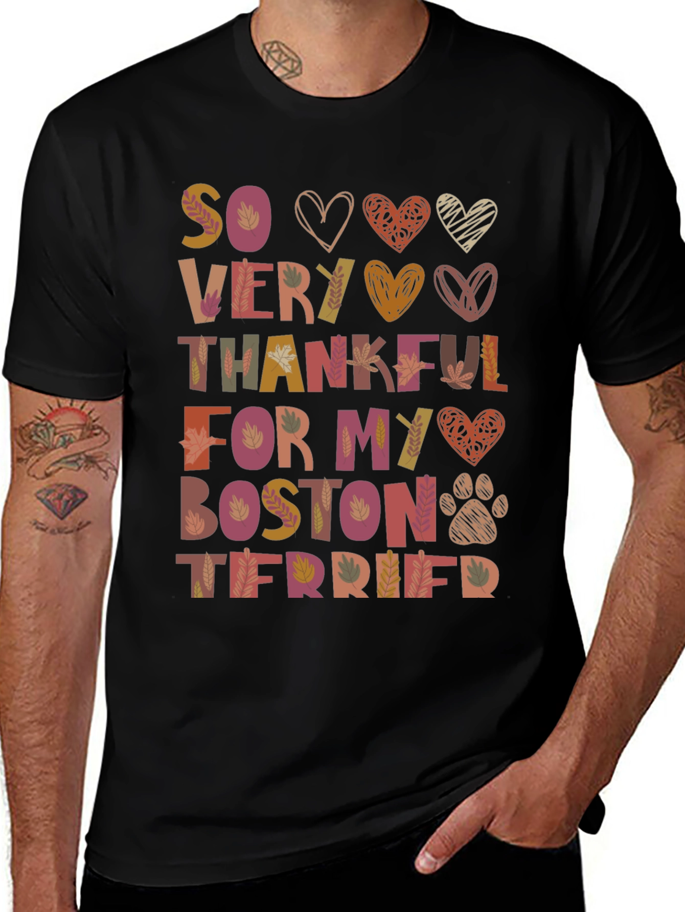 Thankful Boston Terrier Graphic Tee