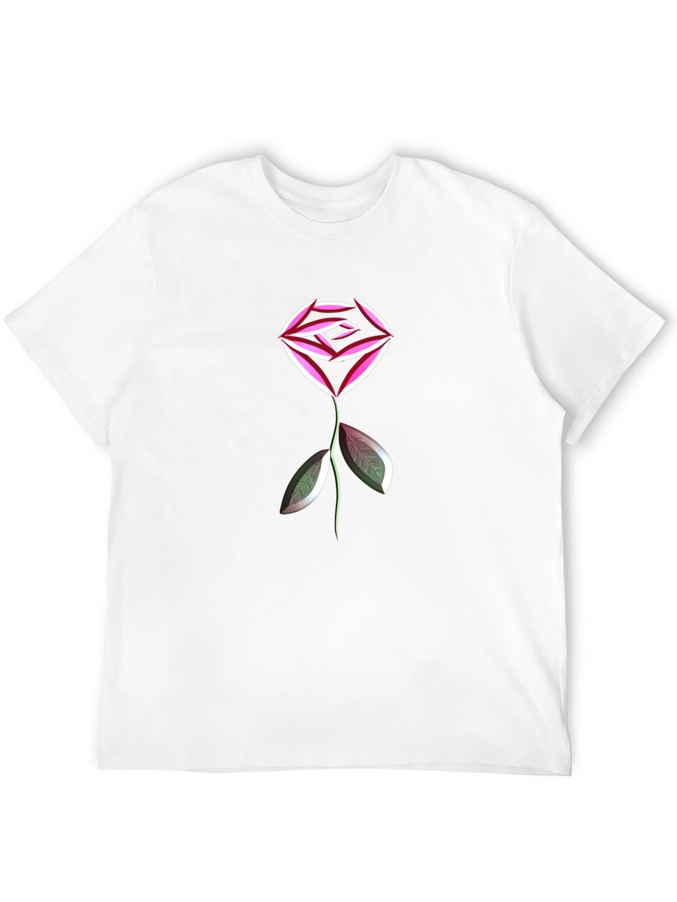 Abstract Geometric Rose Graphic Black T-Shirt