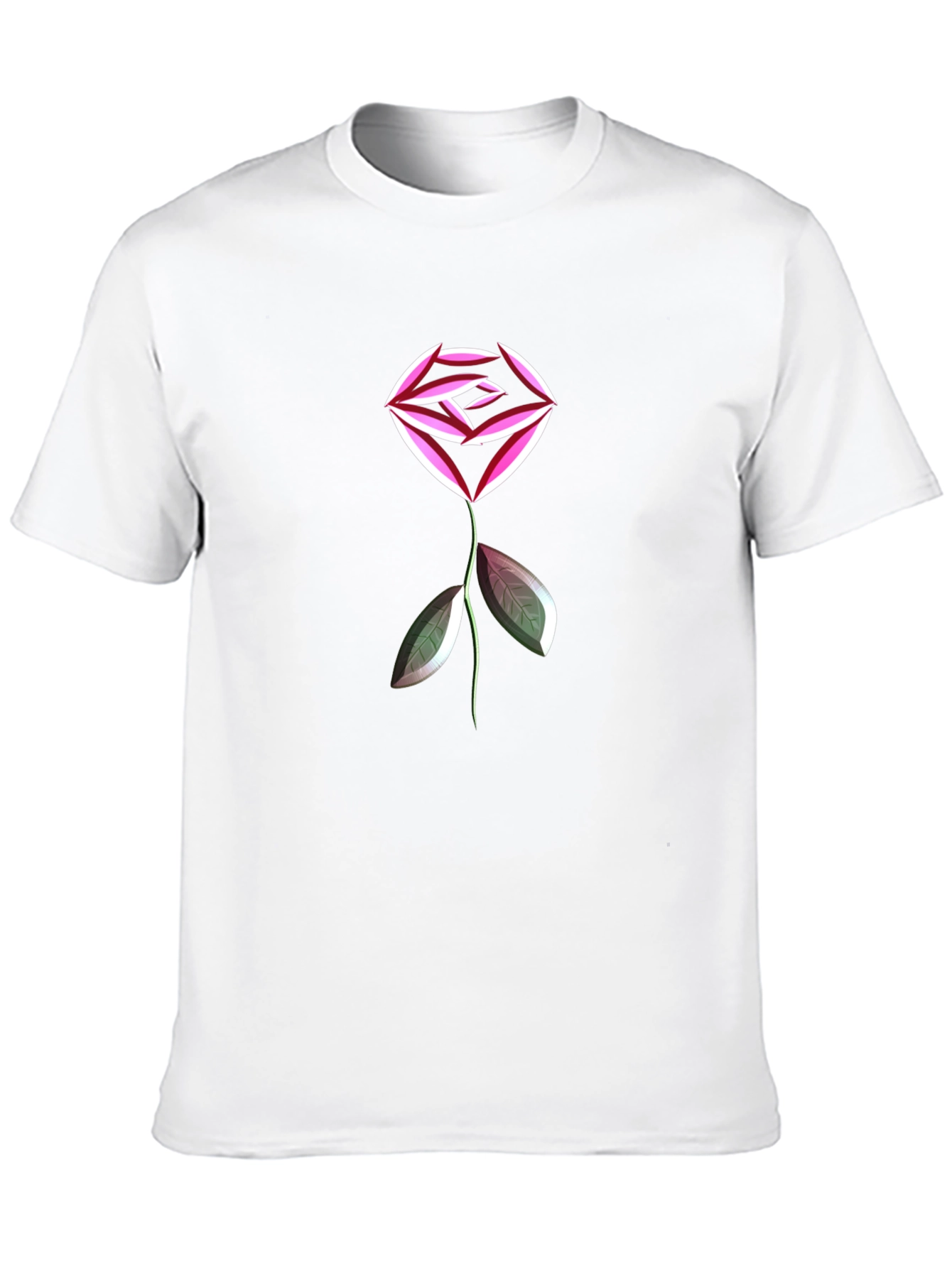 Abstract Geometric Rose Graphic Black T-Shirt