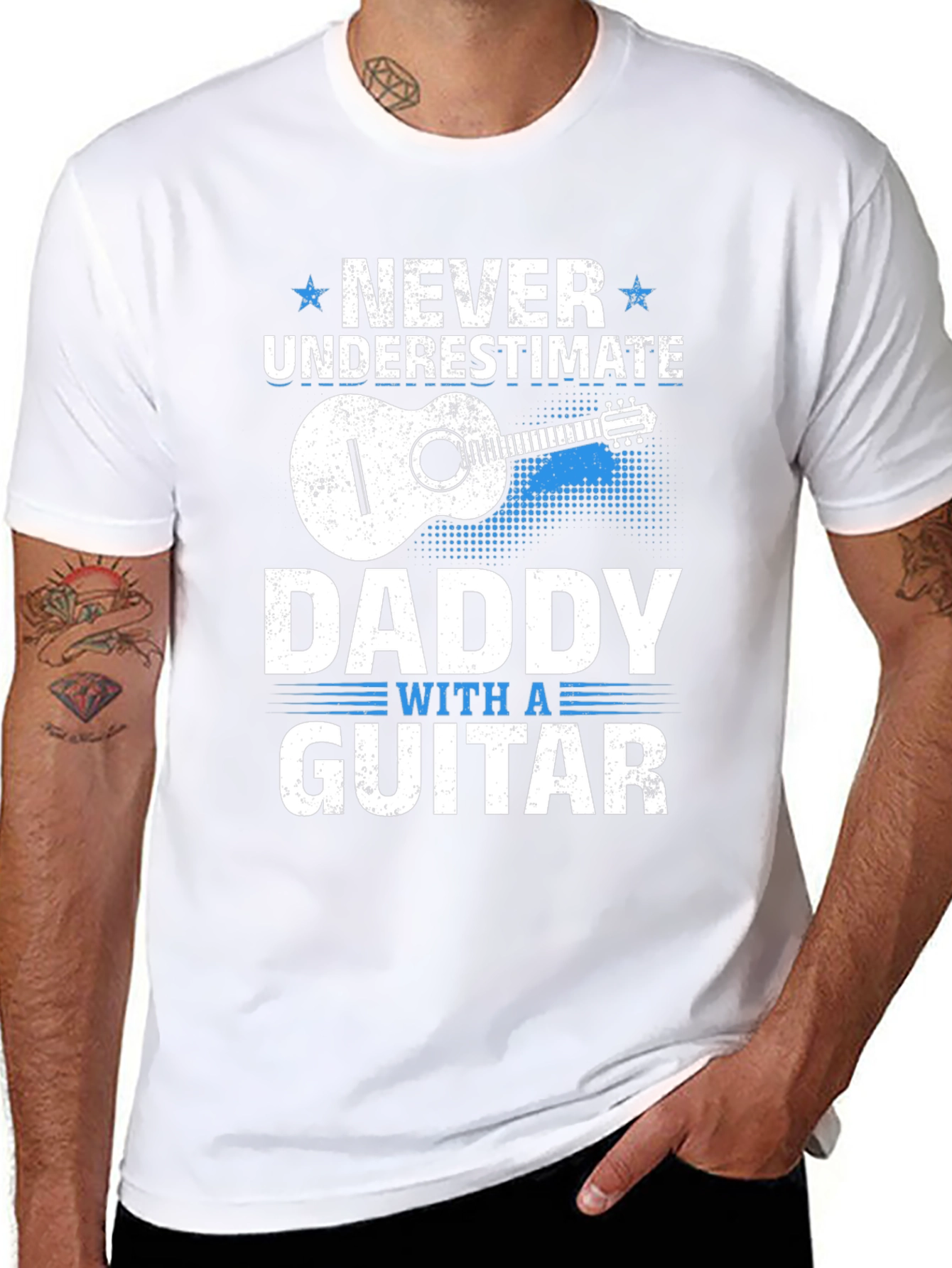 Never Underestimate Daddy with a Guitar T-Shirt