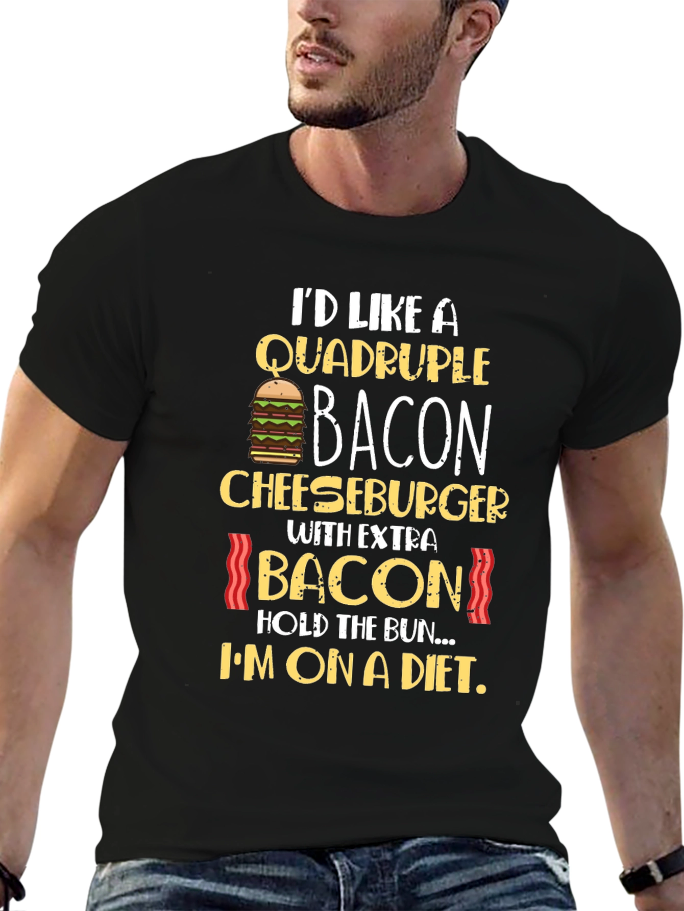 Quadruple Bacon Cheeseburger Diet T-Shirt
