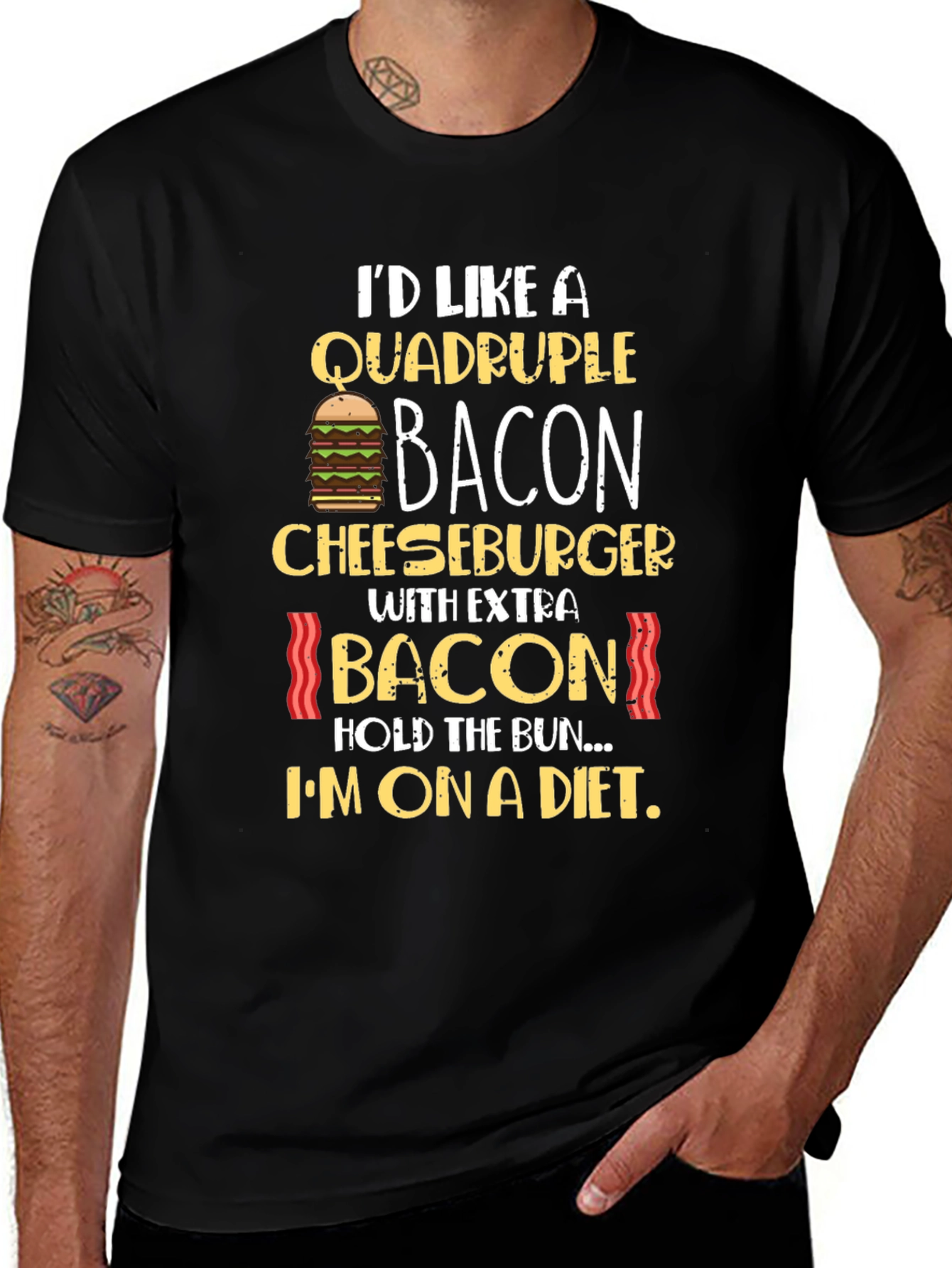 Quadruple Bacon Cheeseburger Diet T-Shirt