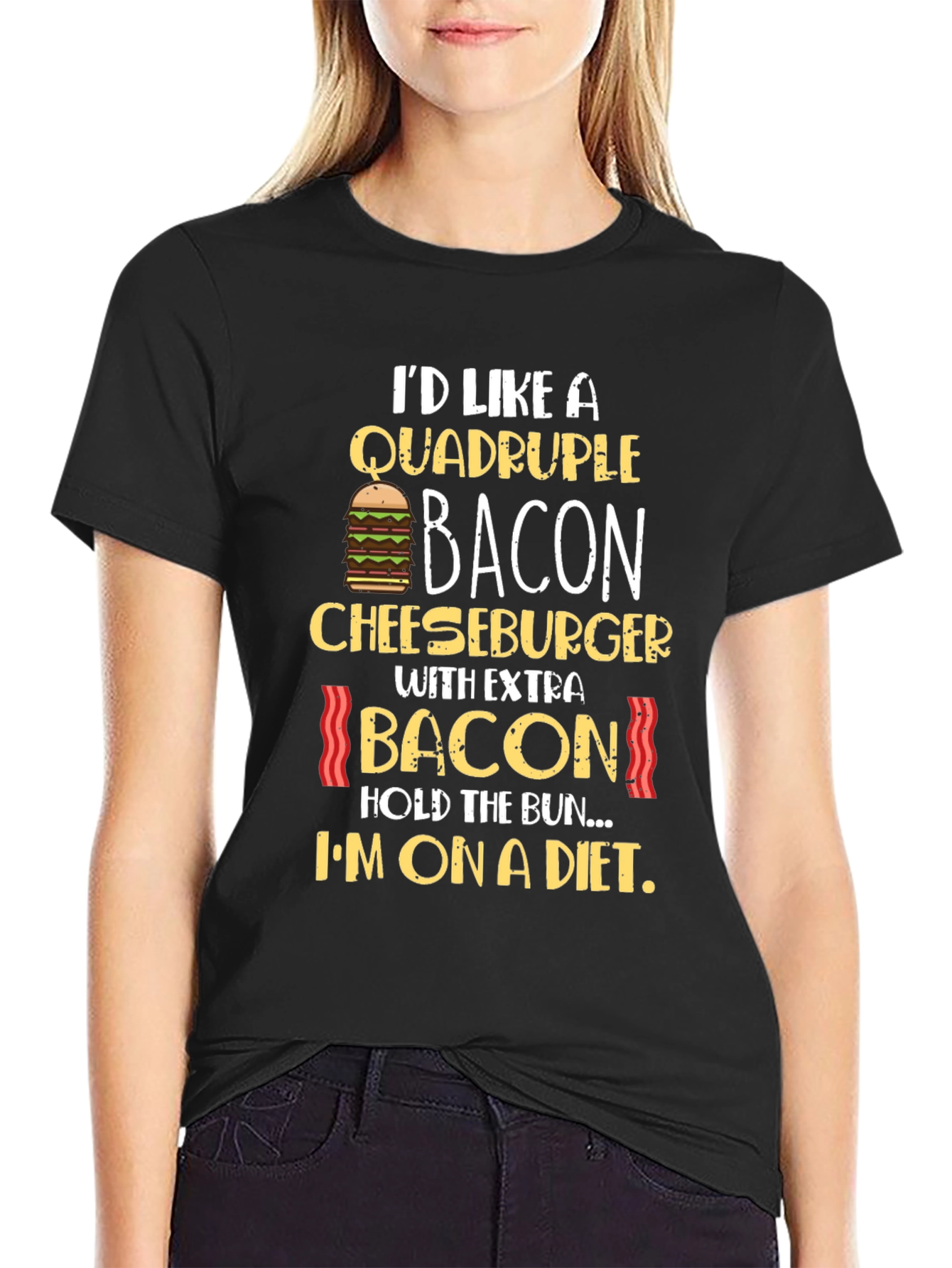 Quadruple Bacon Cheeseburger Diet T-Shirt