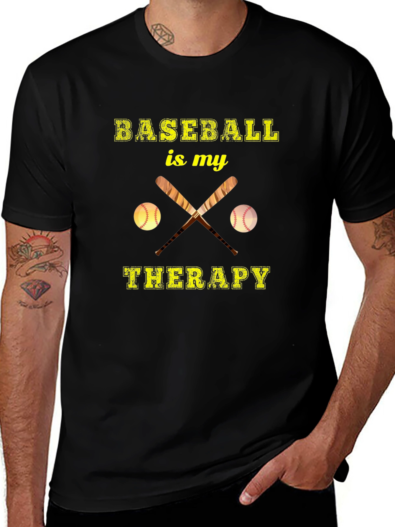 Baseball Therapy T-Shirt: Black Tee for Baseball Fans