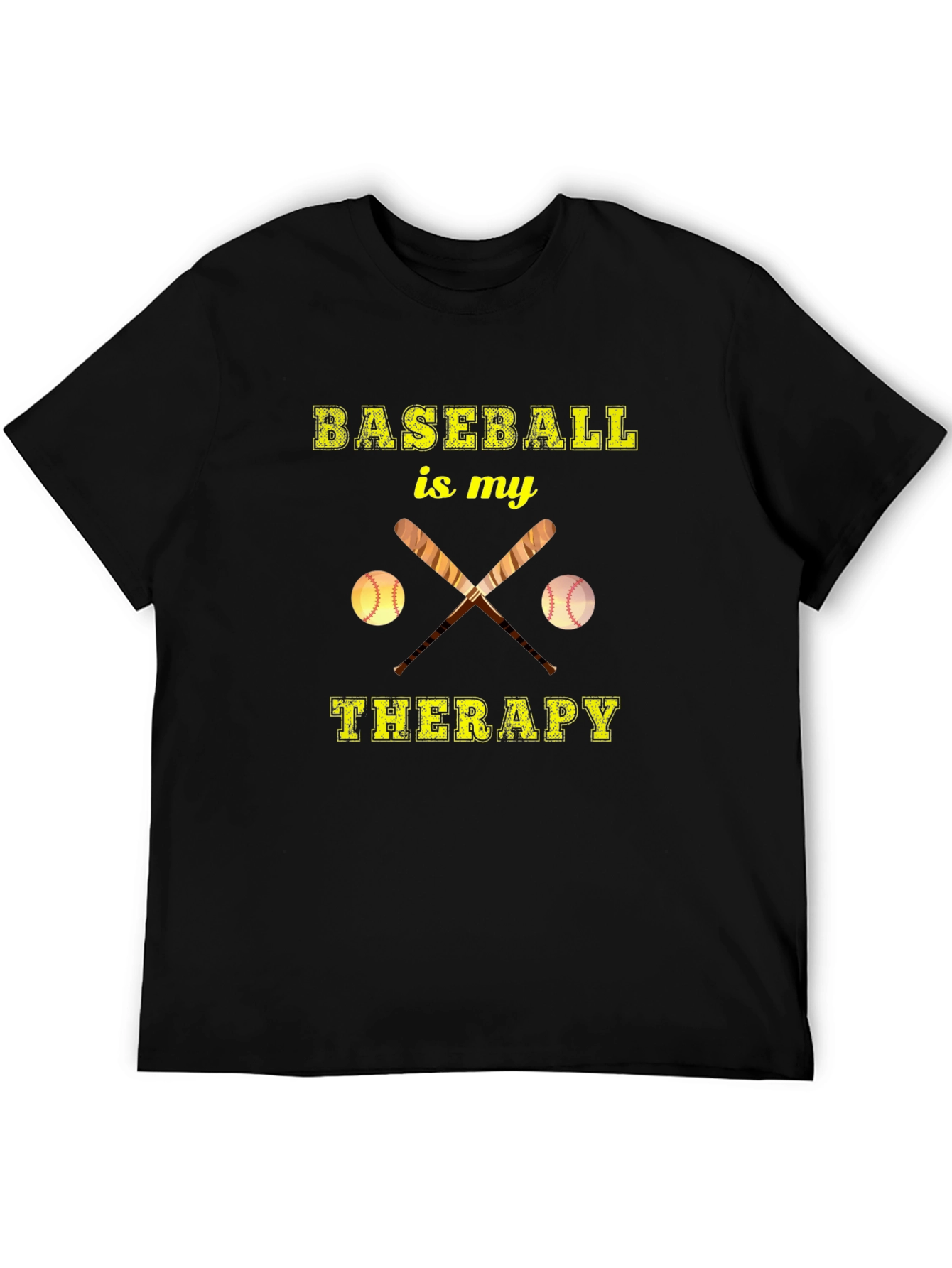 Baseball Therapy T-Shirt: Black Tee for Baseball Fans