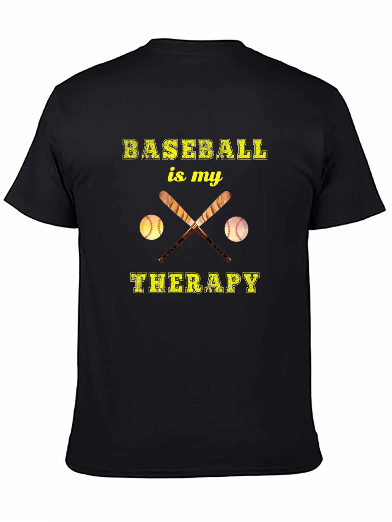 Baseball Therapy T-Shirt: Black Tee for Baseball Fans