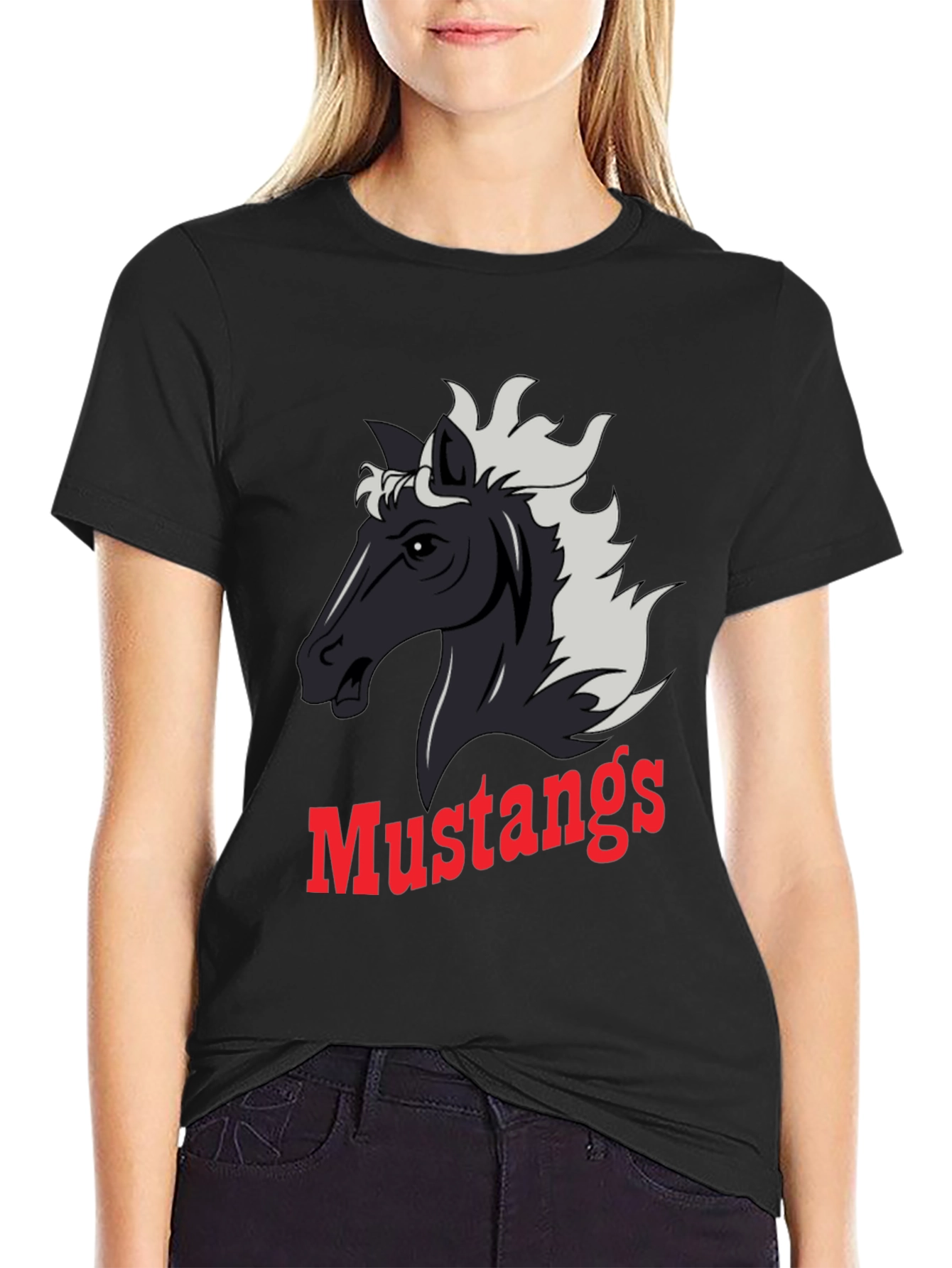 Mustangs Graphic Tee - Black Cotton Blend