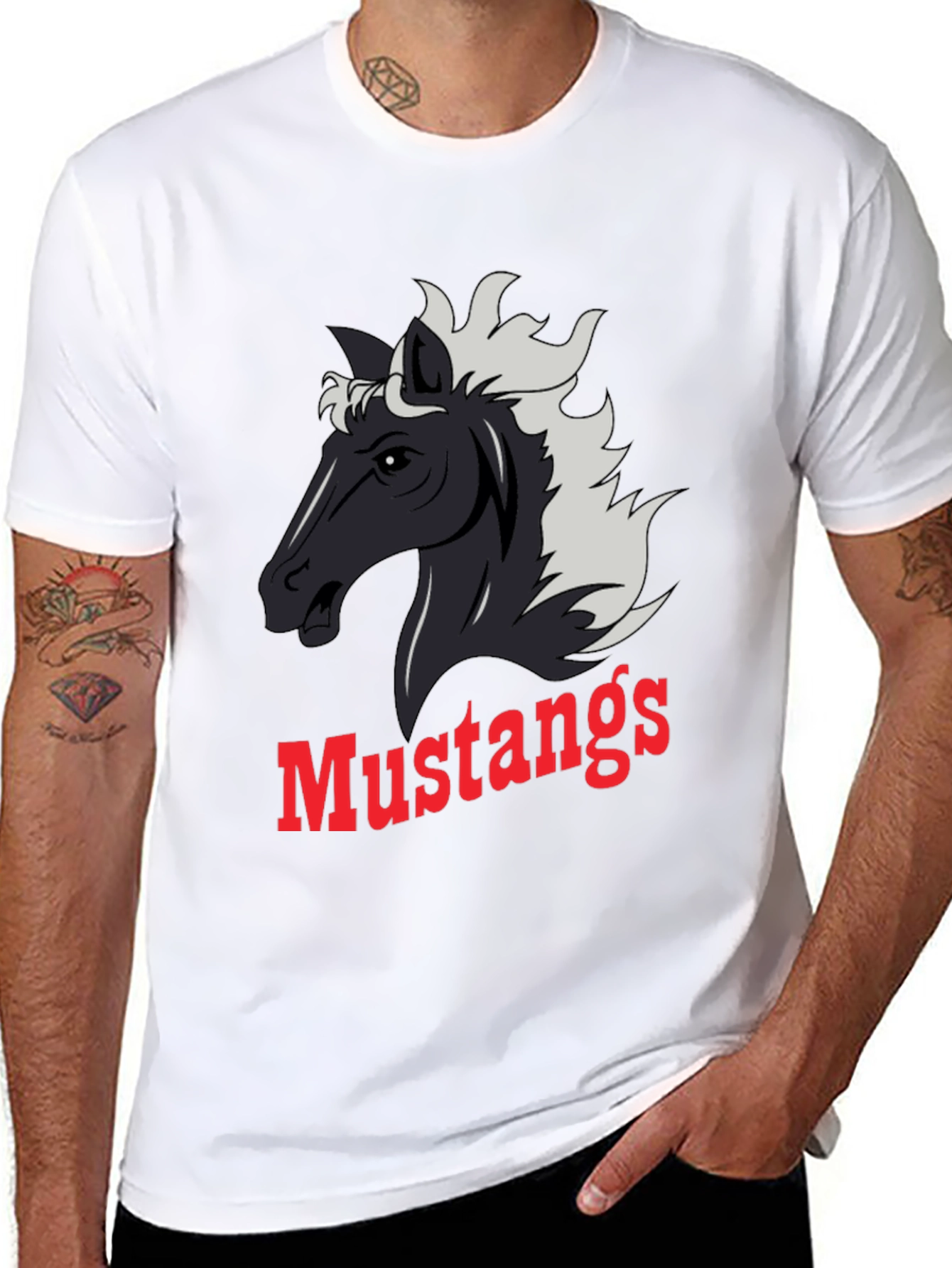 Mustangs Graphic Tee - Black Cotton Blend