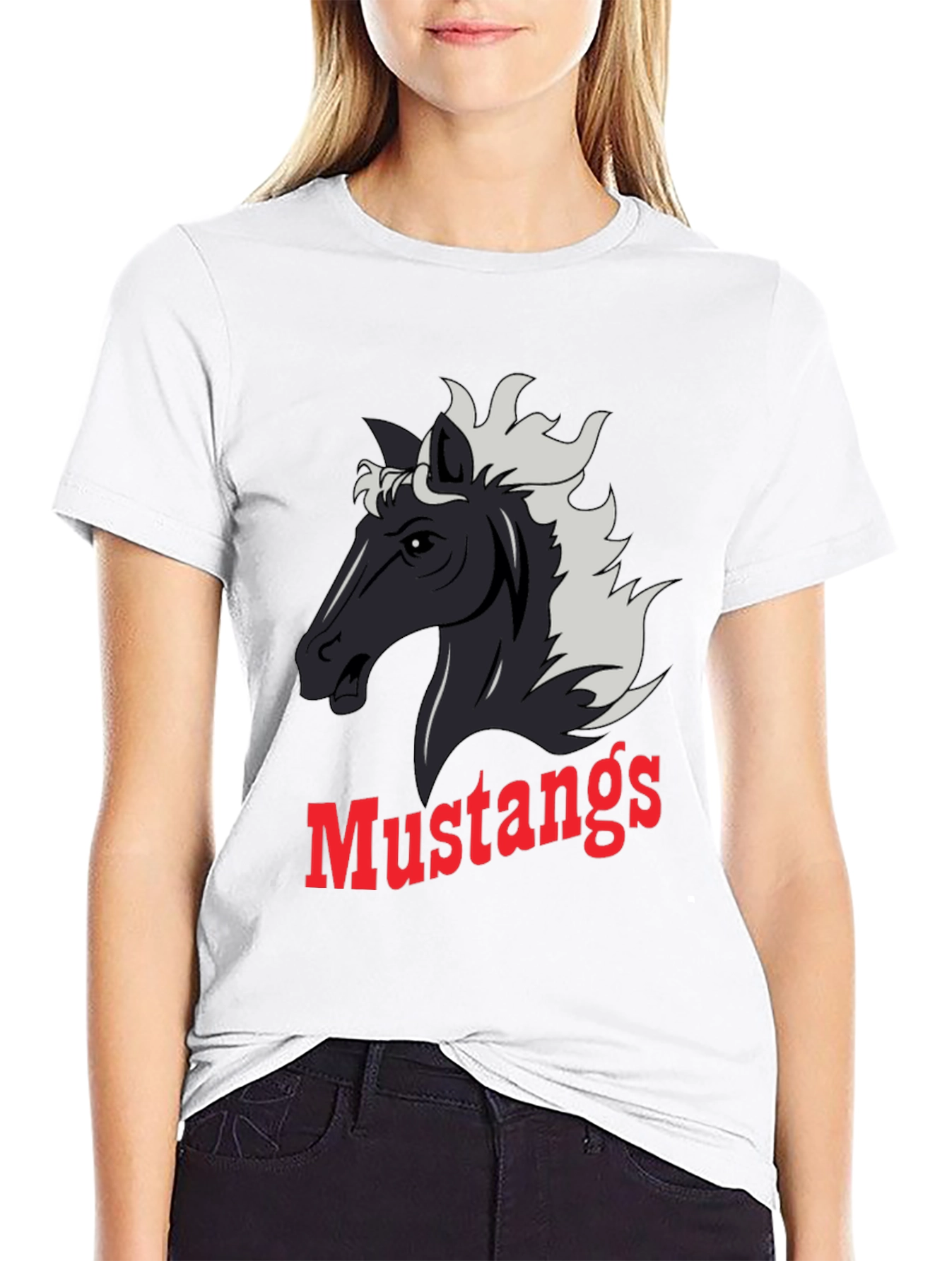 Mustangs Graphic Tee - Black Cotton Blend