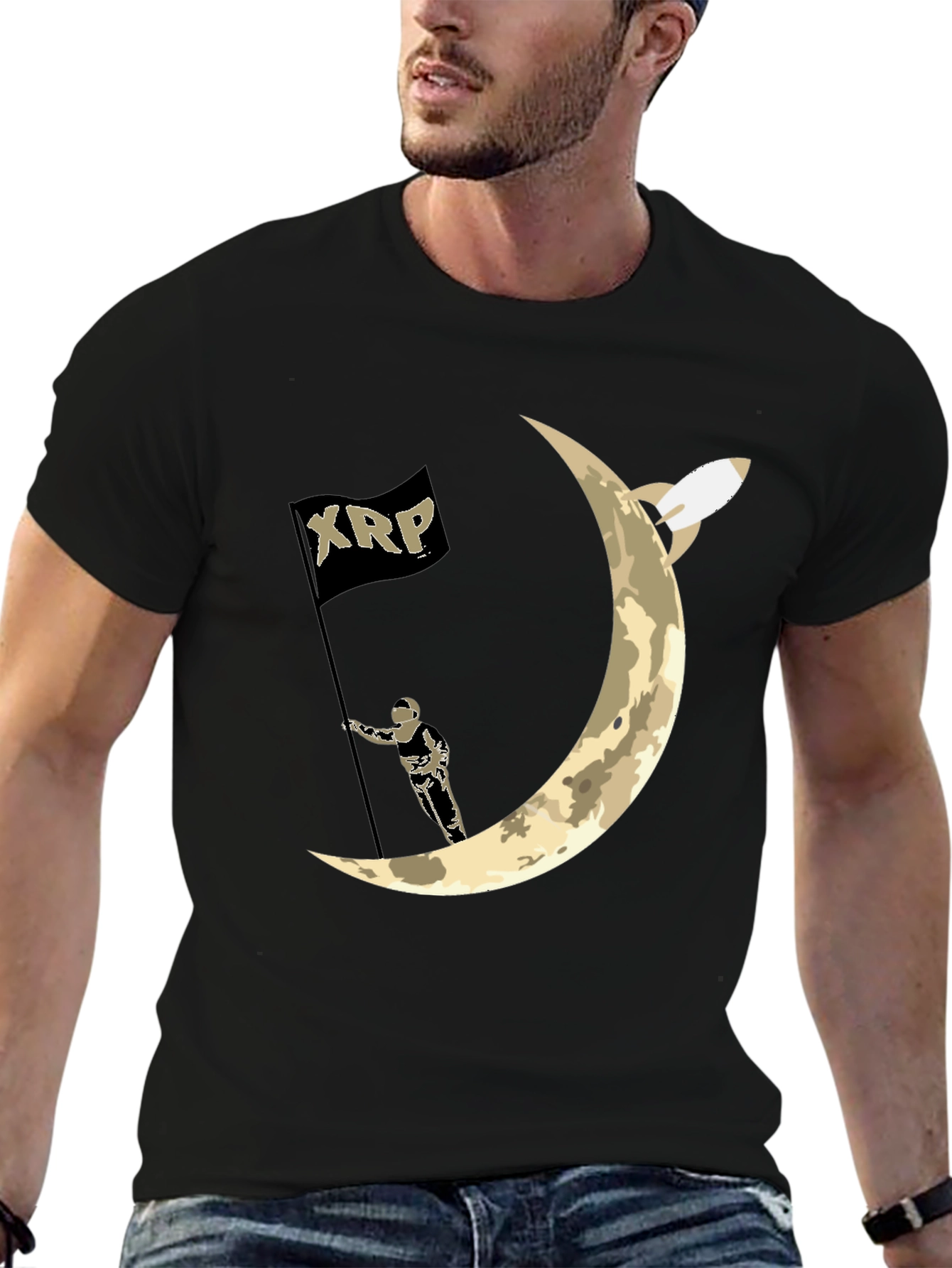XRP Moon Astronaut Black T-Shirt