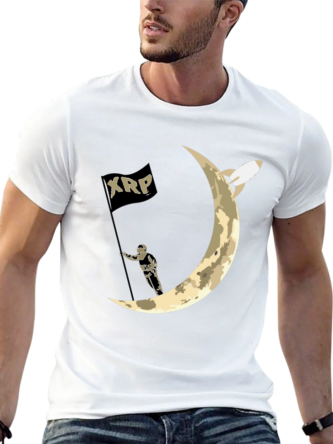 XRP Moon Astronaut Black T-Shirt