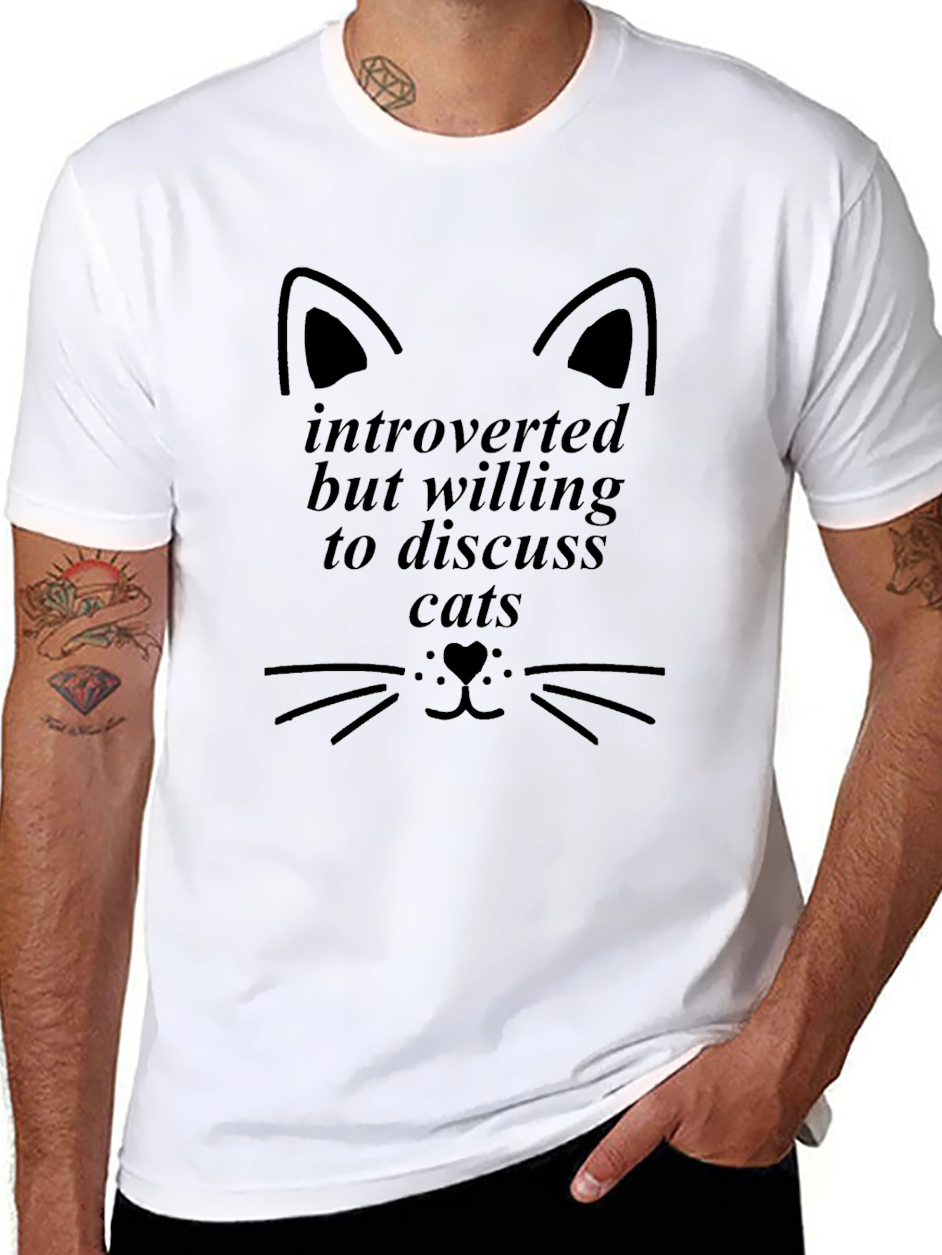 Introverted Cat Lover Graphic T-Shirt