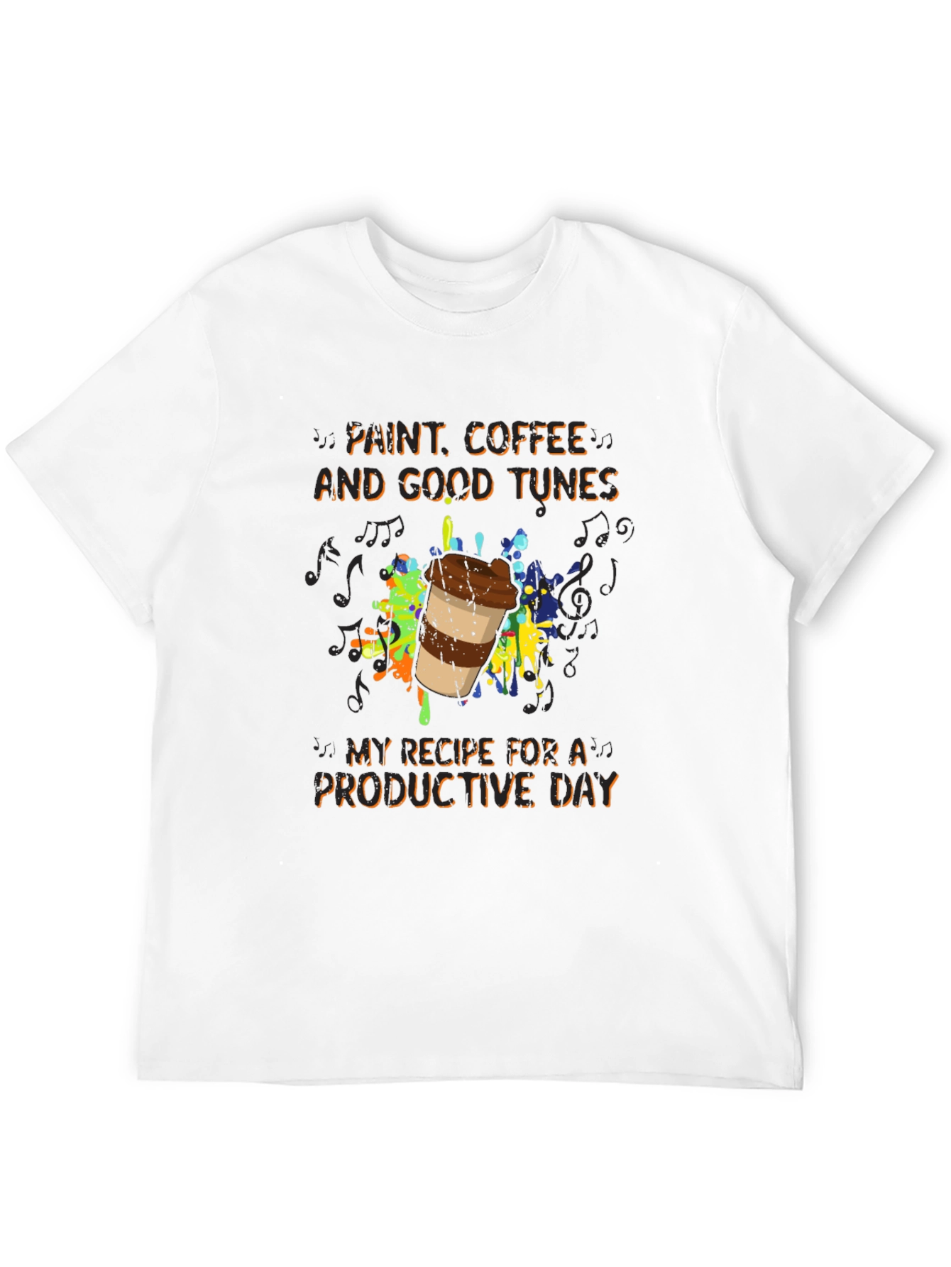 Paint Coffee Tunes T-Shirt - Productive Day Graphic Tee