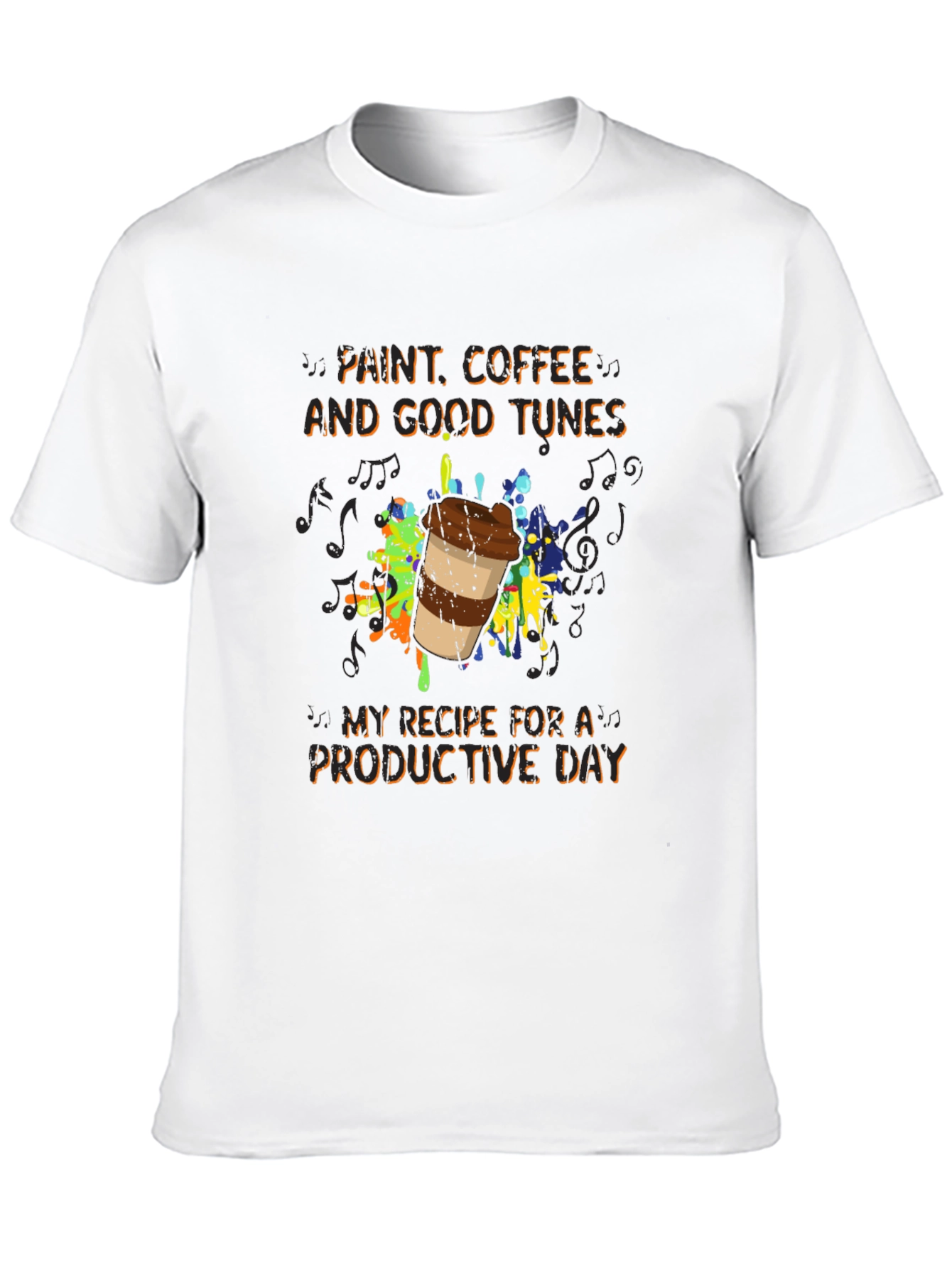 Paint Coffee Tunes T-Shirt - Productive Day Graphic Tee
