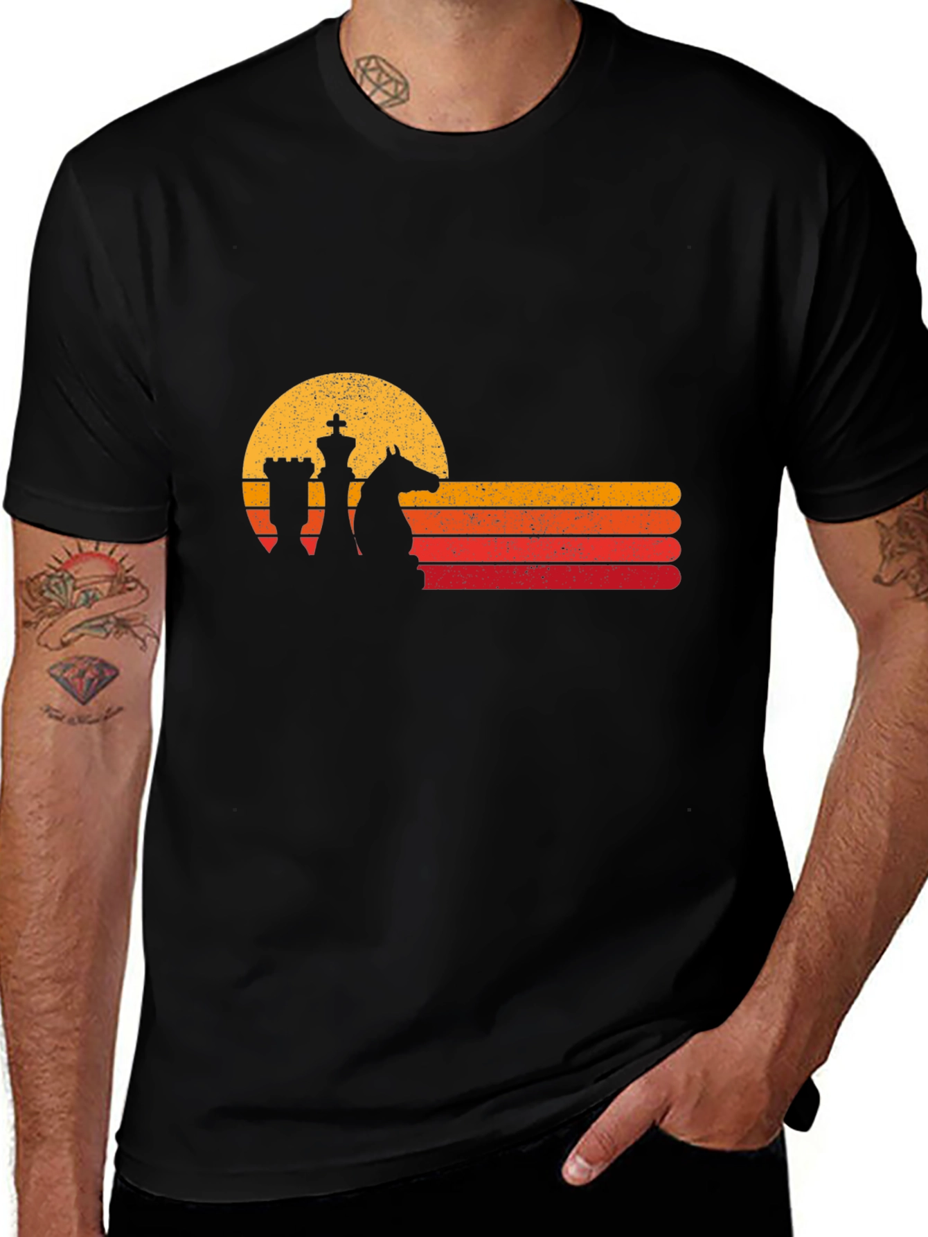 Retro Chess Sunset Graphic Tee
