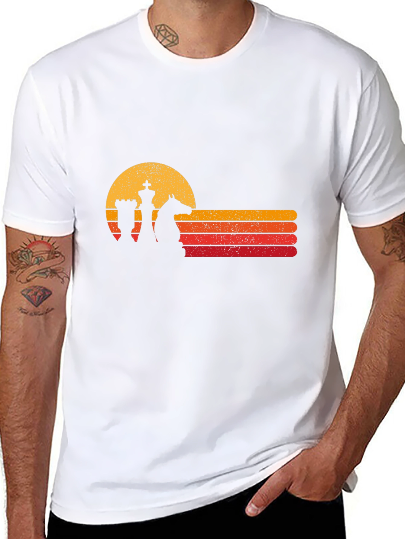 Retro Chess Sunset Graphic Tee