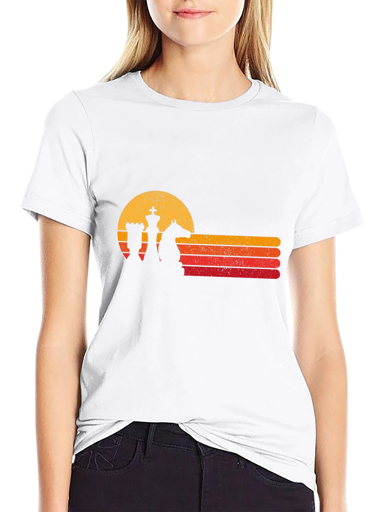 Retro Chess Sunset Graphic Tee