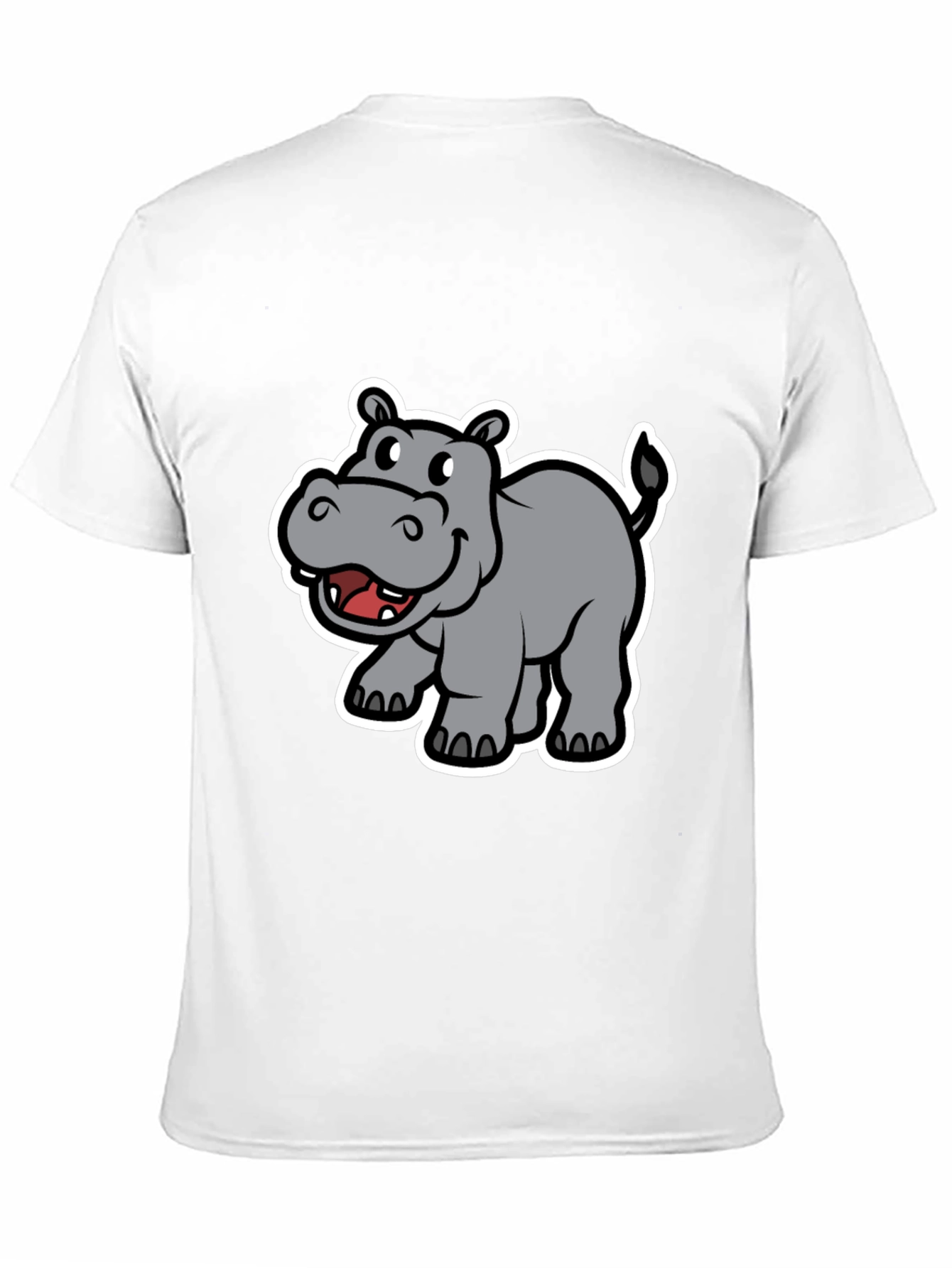Hippo Cartoon Graphic Black T-Shirt