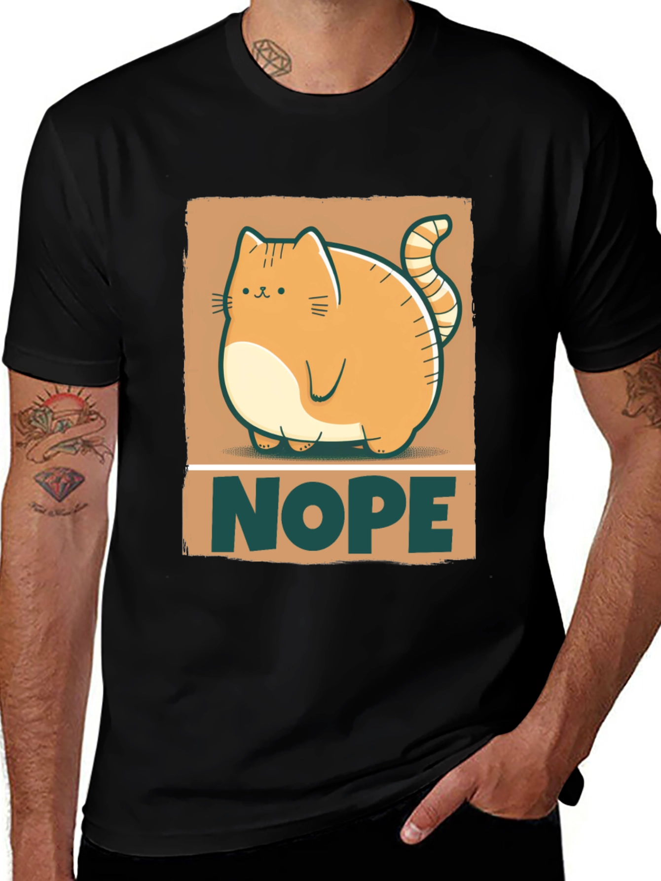 Nope Cat Graphic Tee - Funny Cat Lover Shirt