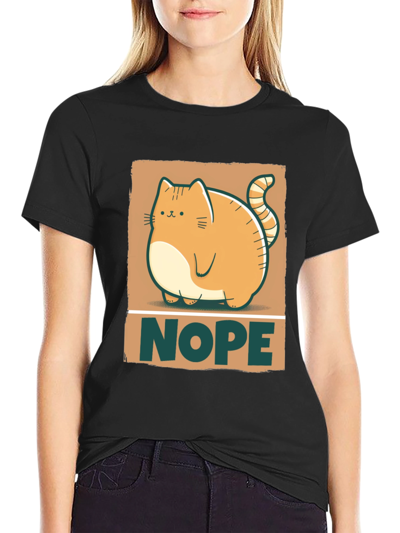 Nope Cat Graphic Tee - Funny Cat Lover Shirt