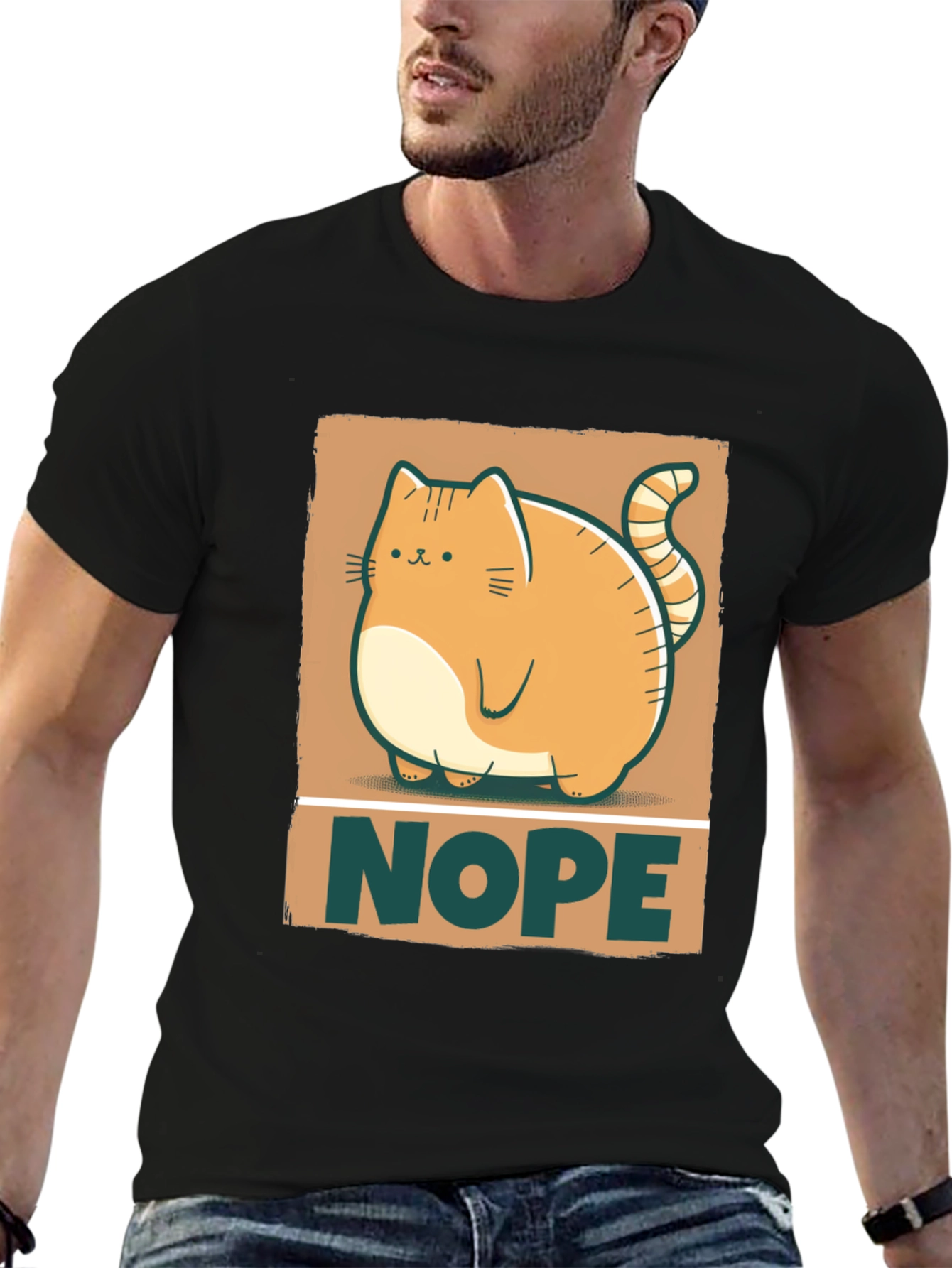 Nope Cat Graphic Tee - Funny Cat Lover Shirt