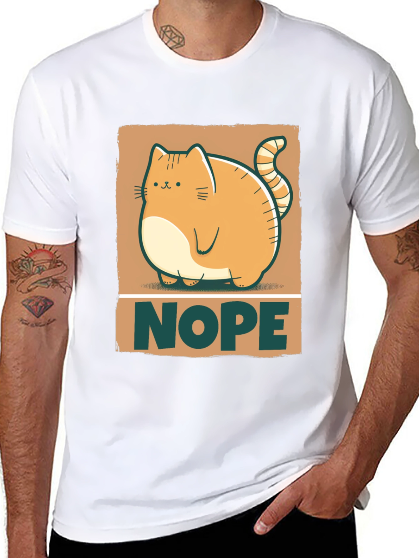 Nope Cat Graphic Tee - Funny Cat Lover Shirt