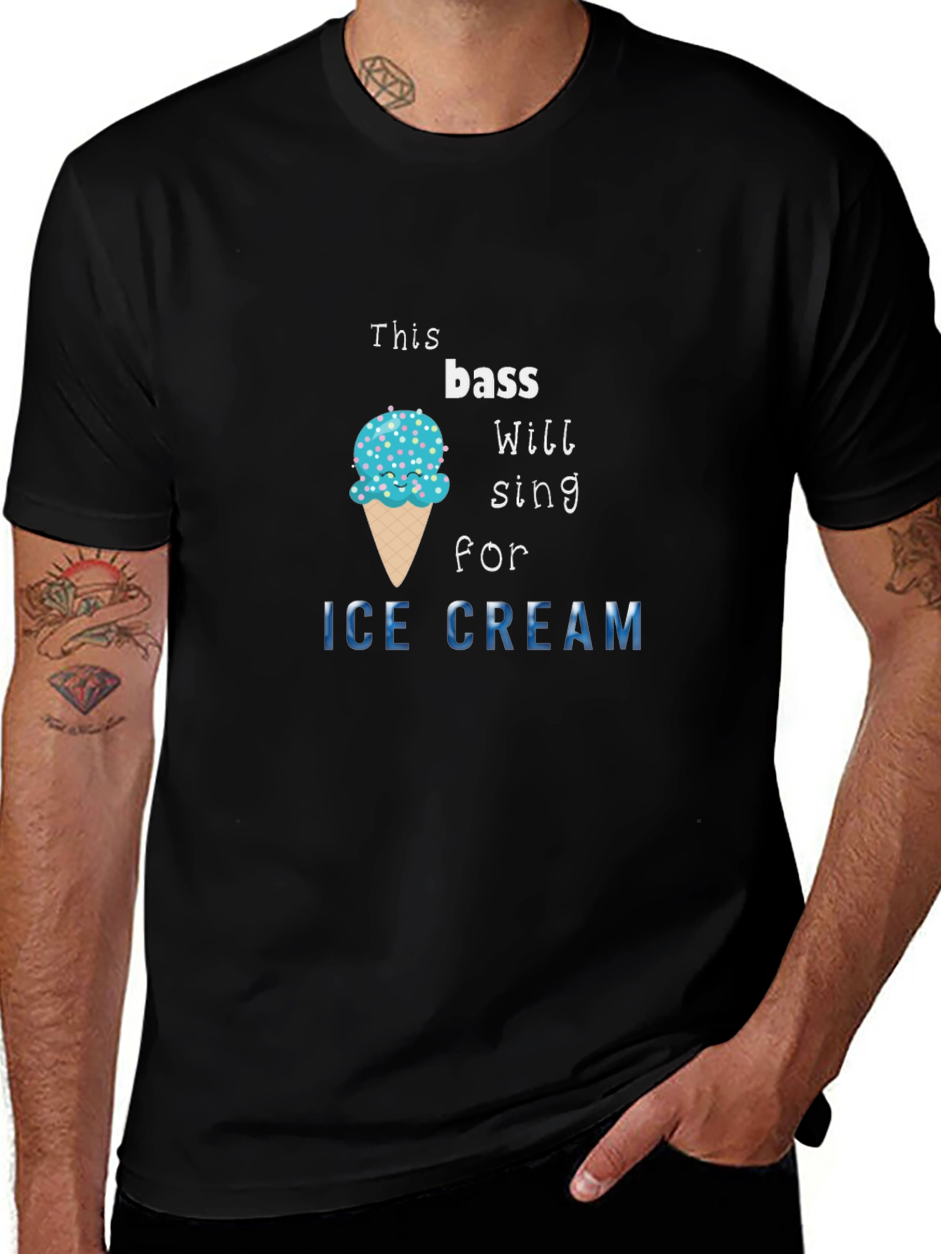 Bass Will Sing for Ice Cream Black T-Shirt