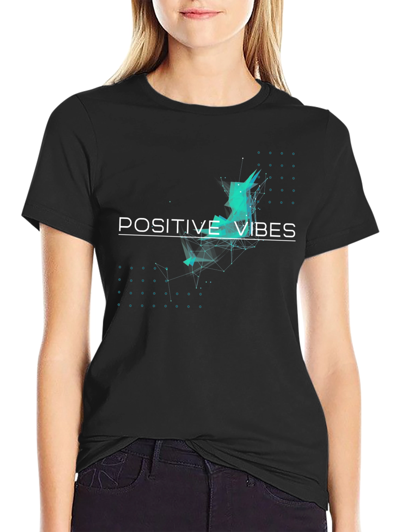 Positive Vibes Graphic Tee - Black Cotton Comfort