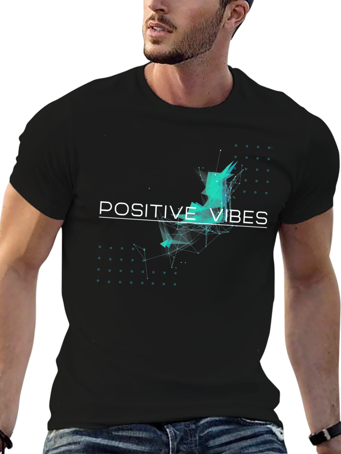 Positive Vibes Graphic Tee - Black Cotton Comfort