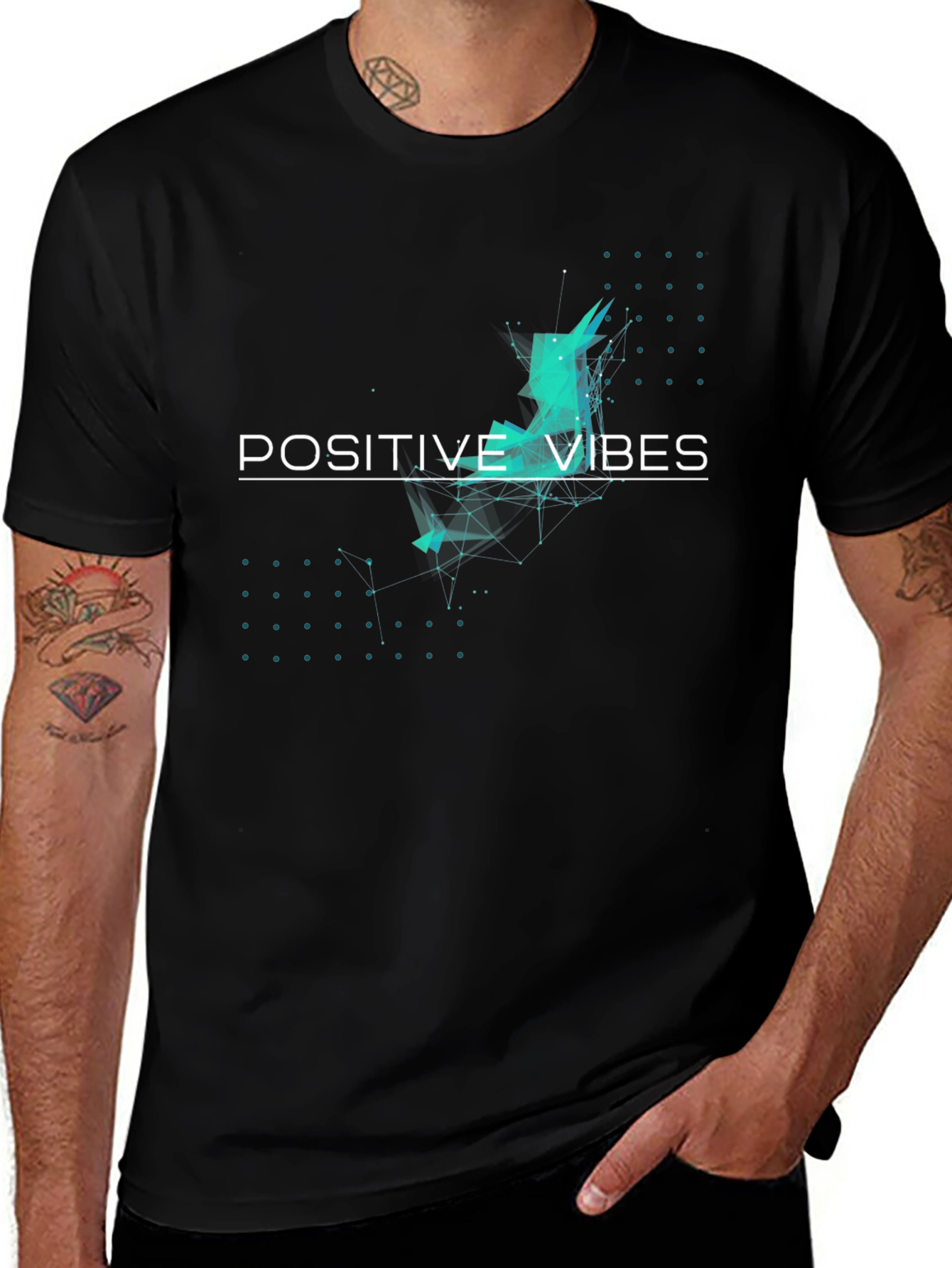 Positive Vibes Graphic Tee - Black Cotton Comfort